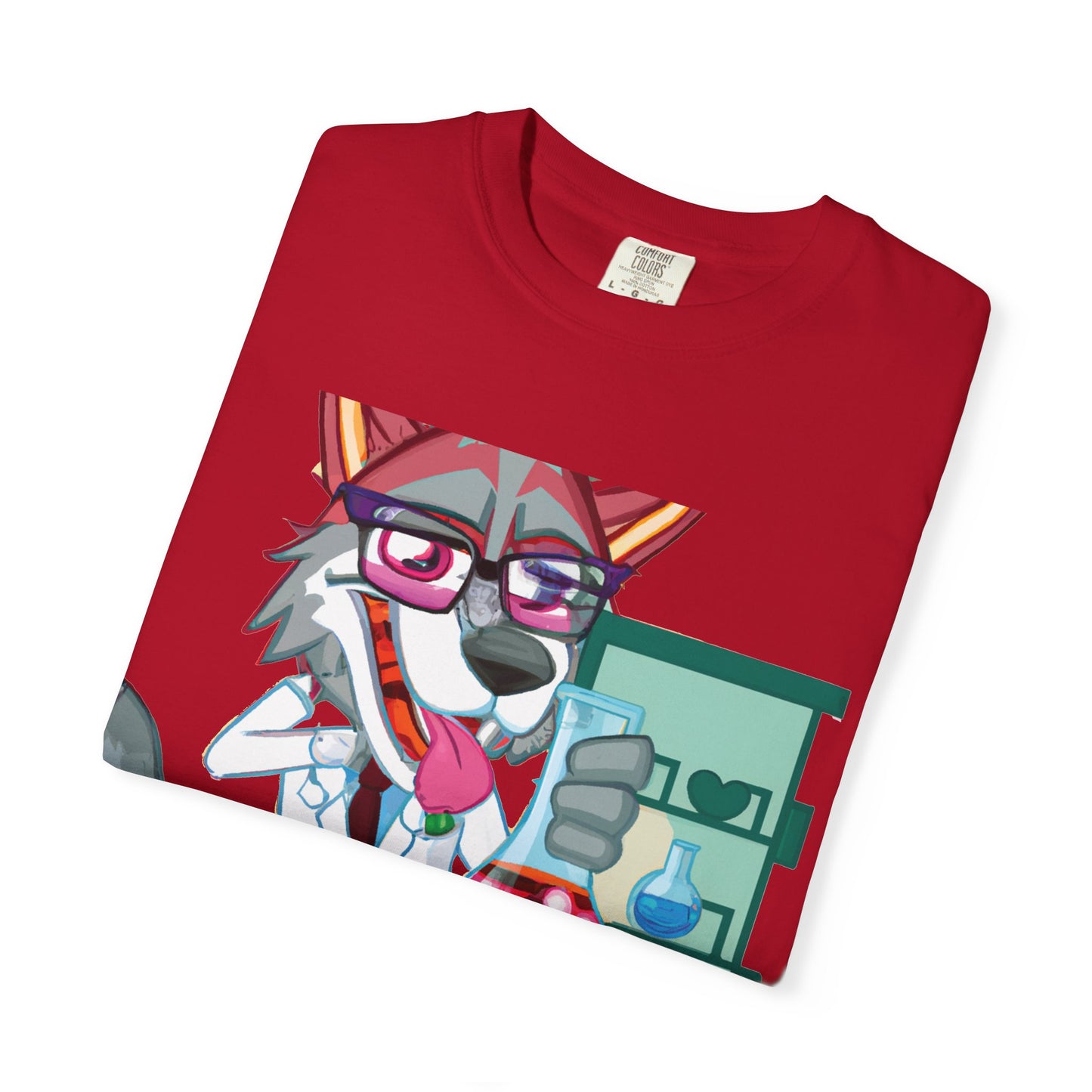 Science Wolf Graphic T-Shirt — Cute Chemist Fox Lab Art Tee