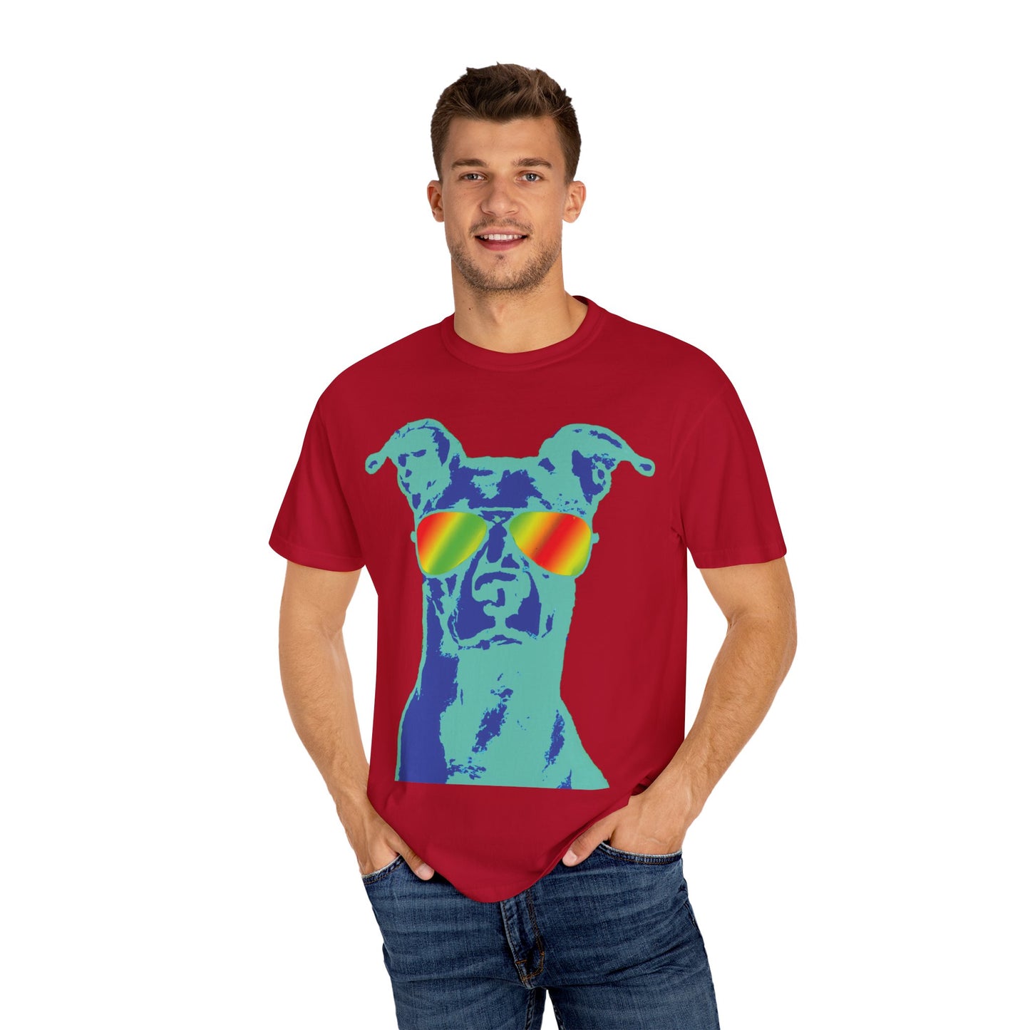Cool Dog Graphic Tee — Rainbow Sunglasses Pitbull T‑Shirt