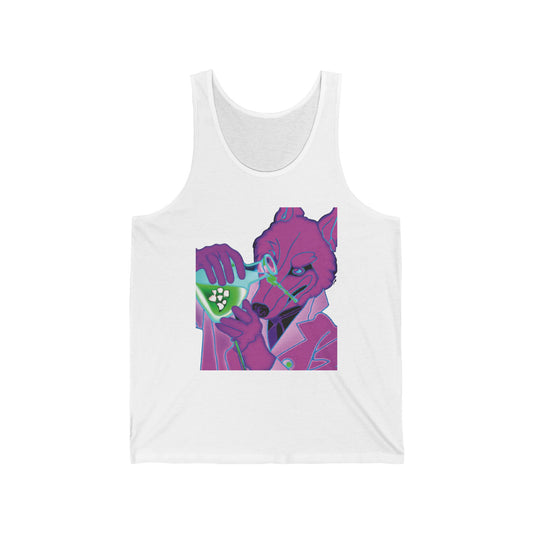 Chemist Cat Graphic Tank Top — Neon Retro Science Cat Design