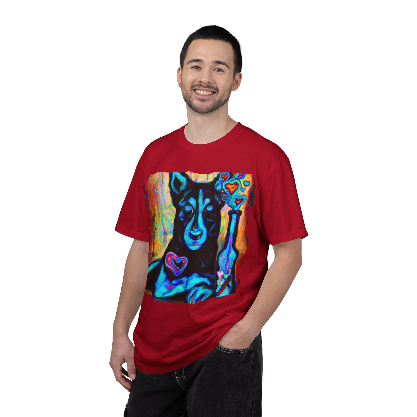 Colorful Husky Art T-Shirt — Vibrant Neon Dog Portrait Tee