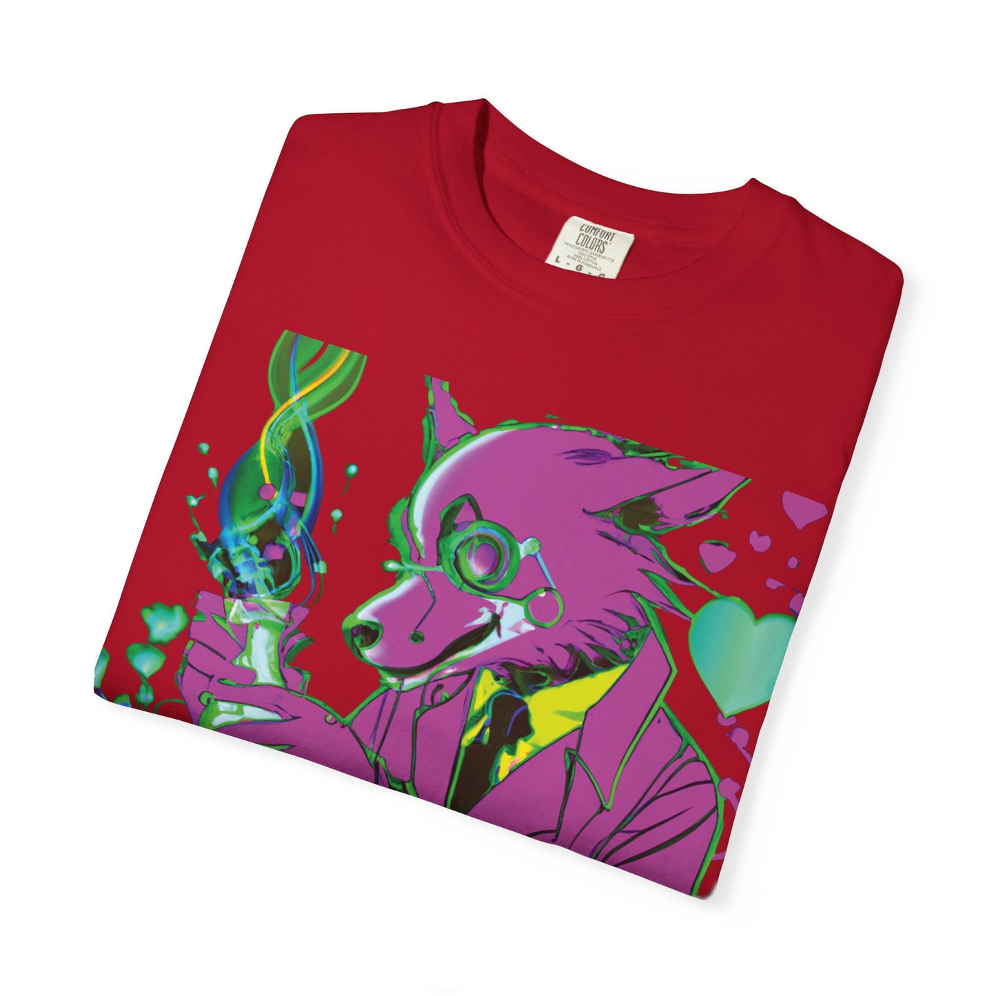 Wolf Chemist Graphic T-Shirt — Neon Vibe Animal Scientist Tee