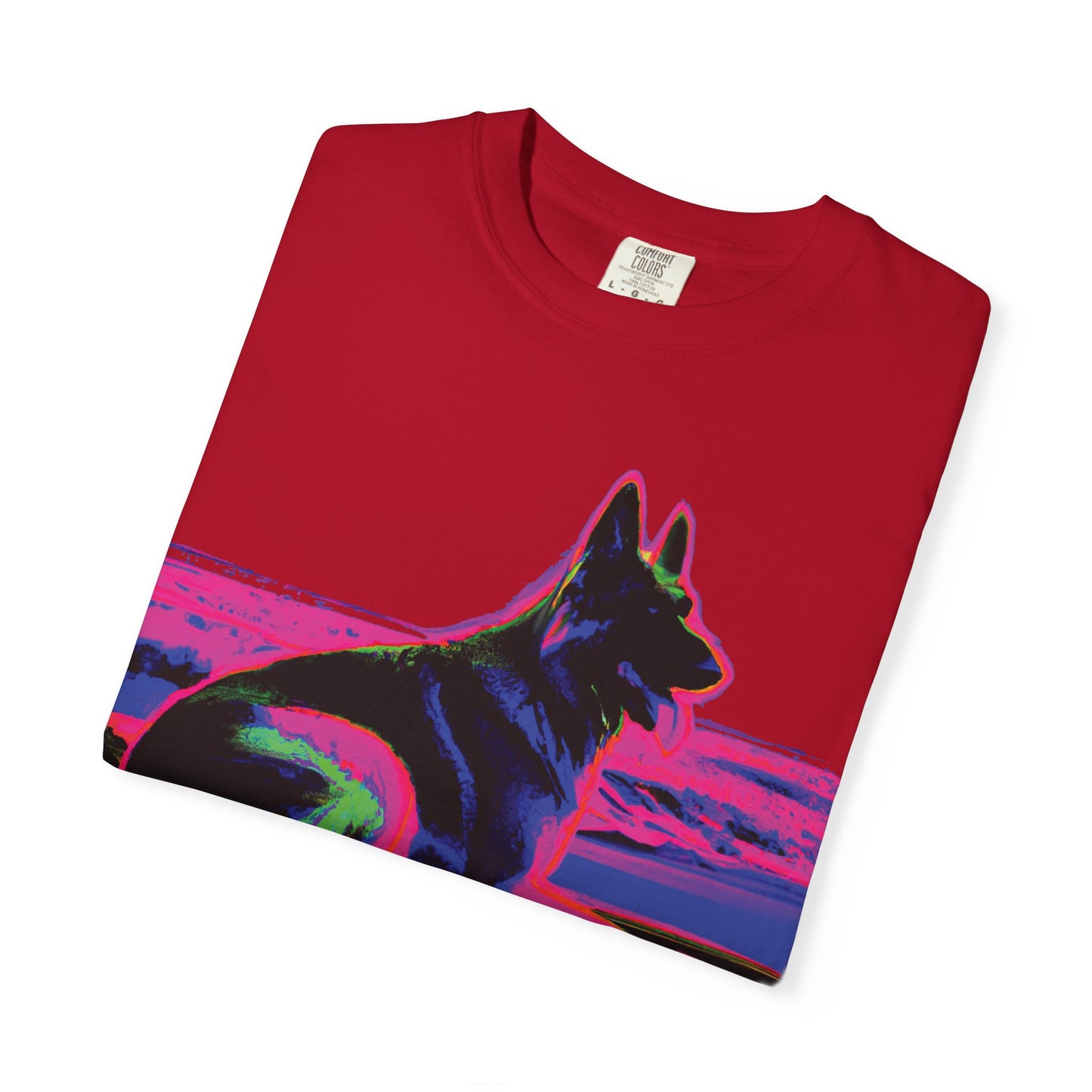 German Shepherd Sunset T-Shirt — Neon Pop Dog Graphic Tee