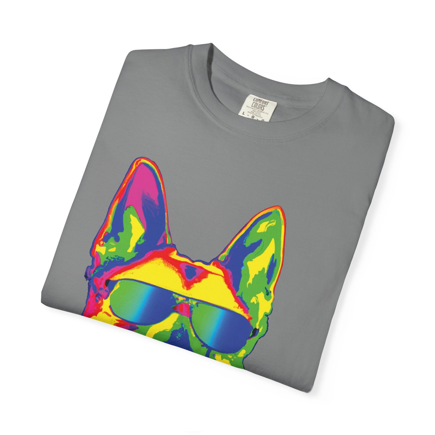 Retro Neon German Shepherd Tee — Cool Sunglasses Dog Graphic T-Shirt