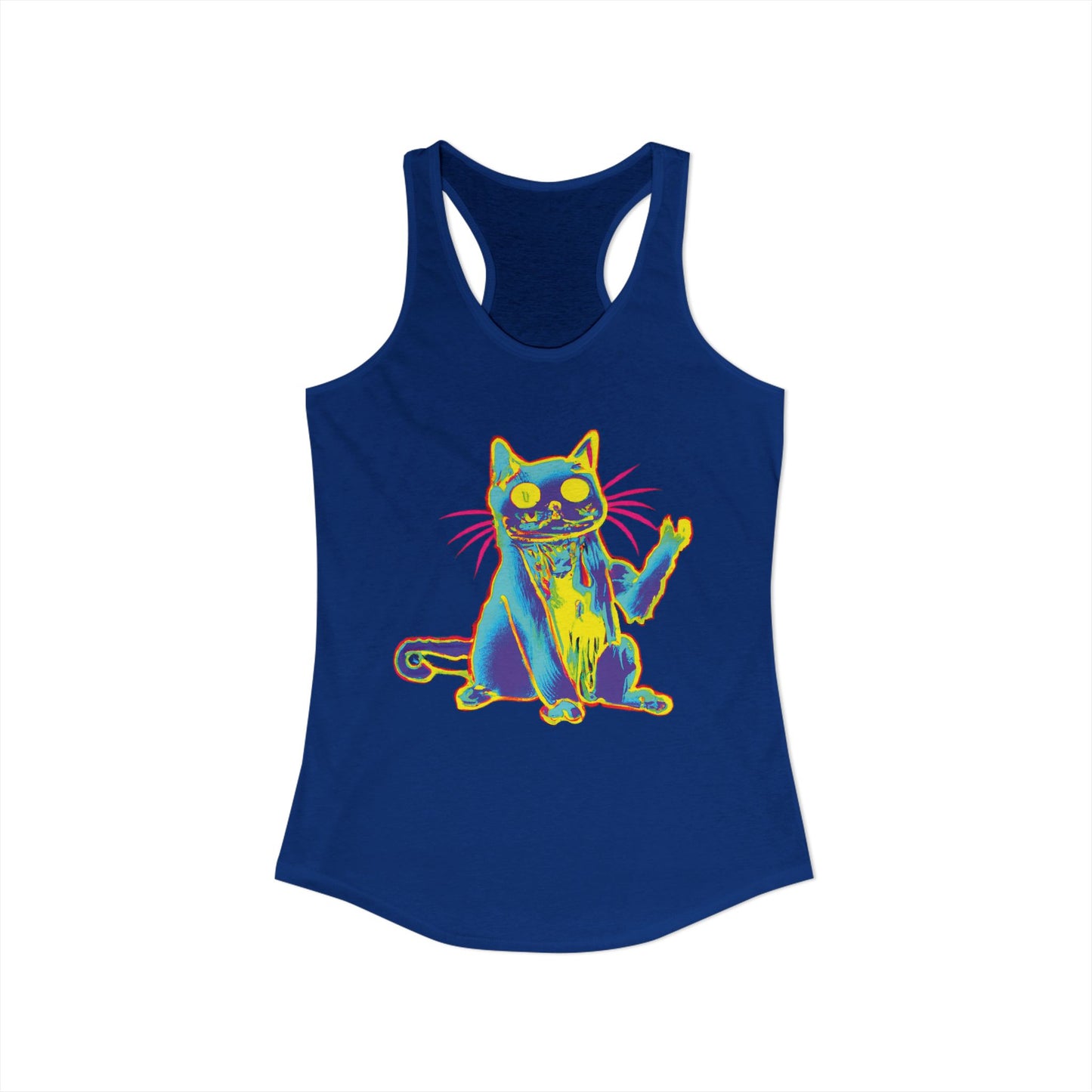 Trippy Cat 'Hi' Racerback Tank — Women's Graphic Tank Top