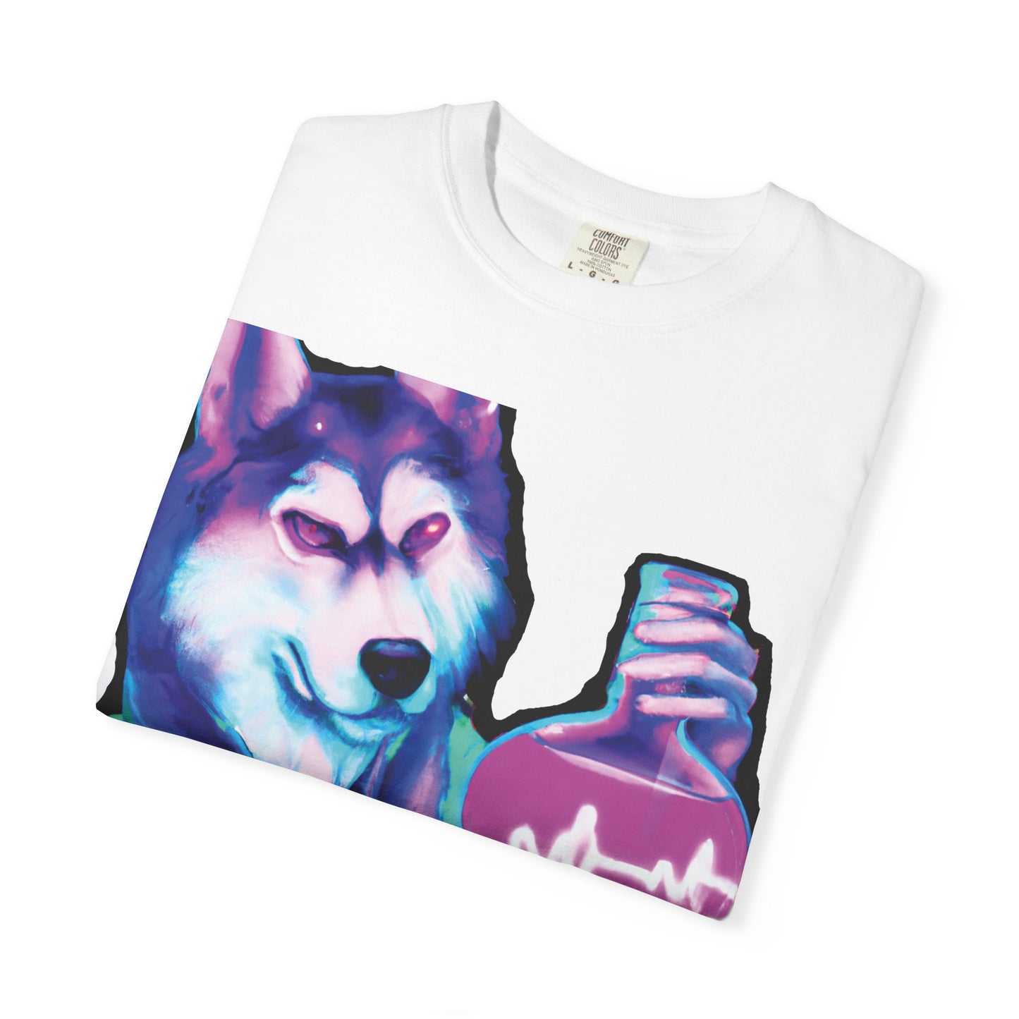 Husky Chemist T-Shirt — Neon Vial Heartbeat Graphic Tee