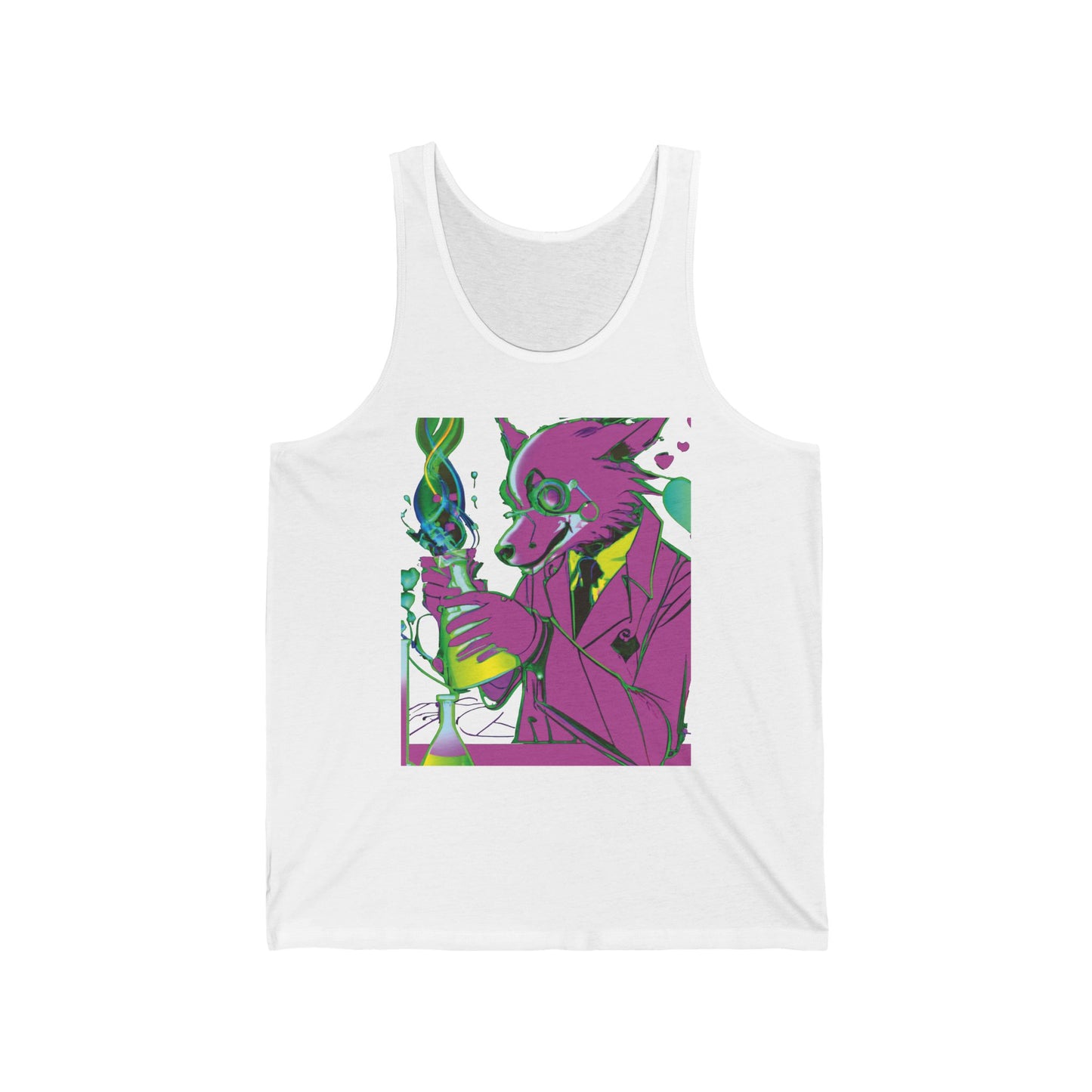Psychedelic Fox Chemist Tank – Neon Lab Art Graphic Tank Top