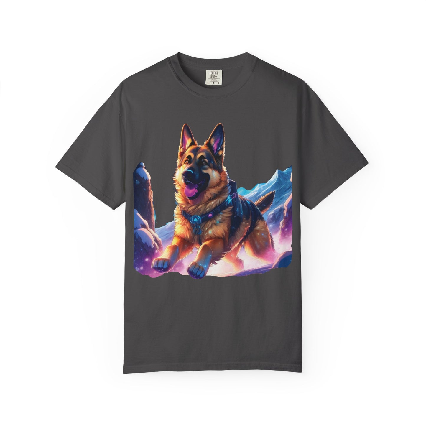 German Shepherd Mountain Tee — Vibrant Dog Graphic T-Shirt