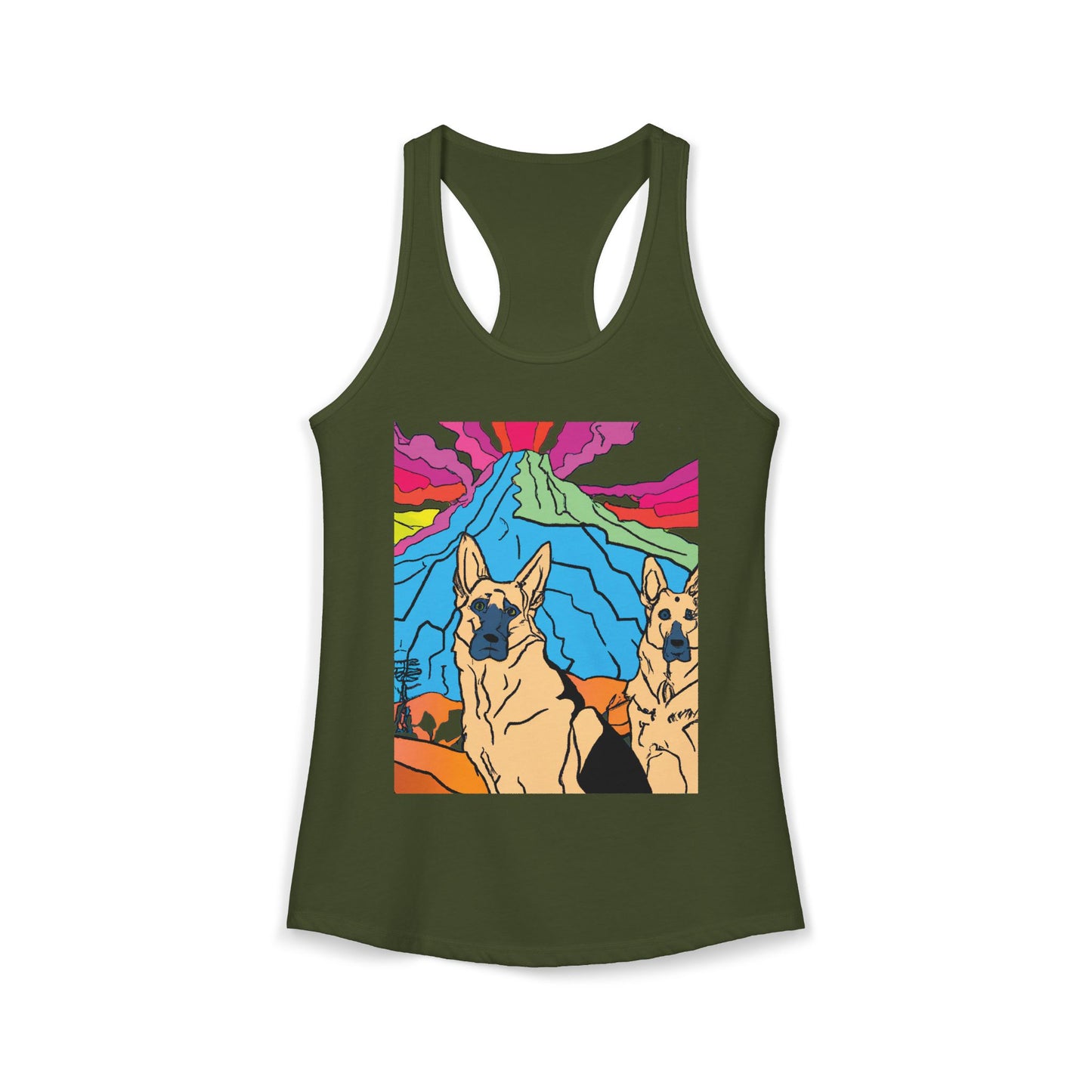 German Shepherd Volcano "Uh Oh" Racerback Tank