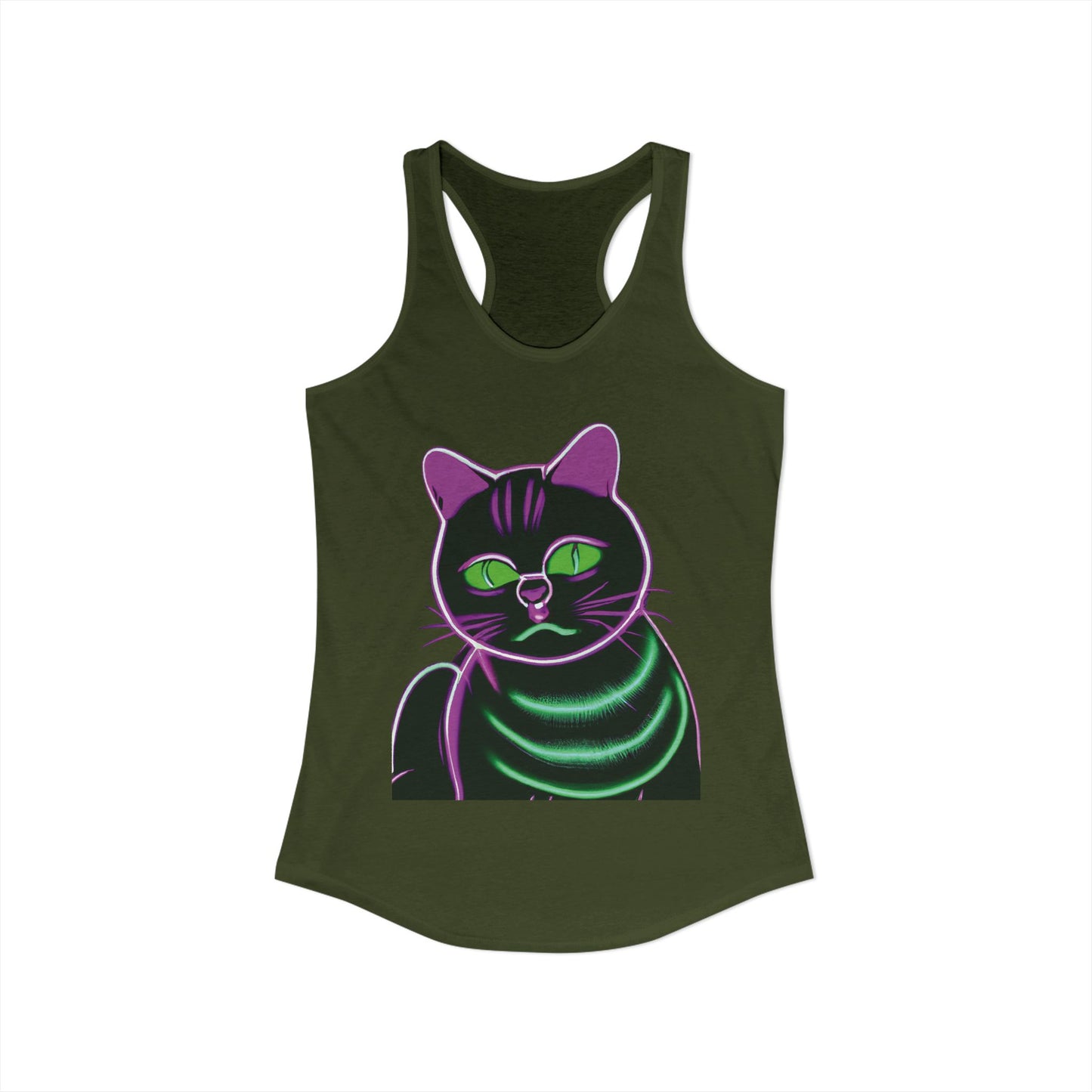 Fat Neon Kitty Racerback Tank