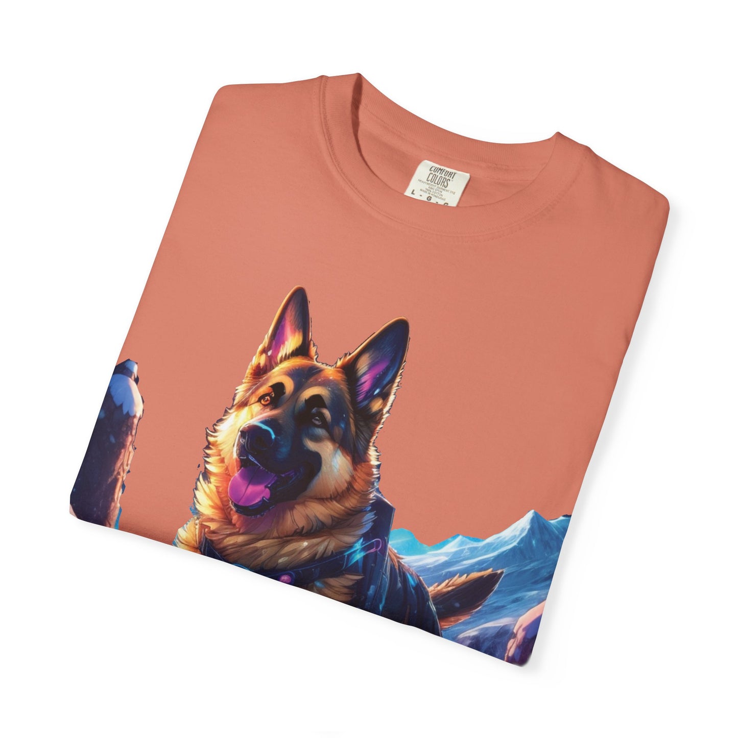 German Shepherd Mountain Tee — Vibrant Dog Graphic T-Shirt