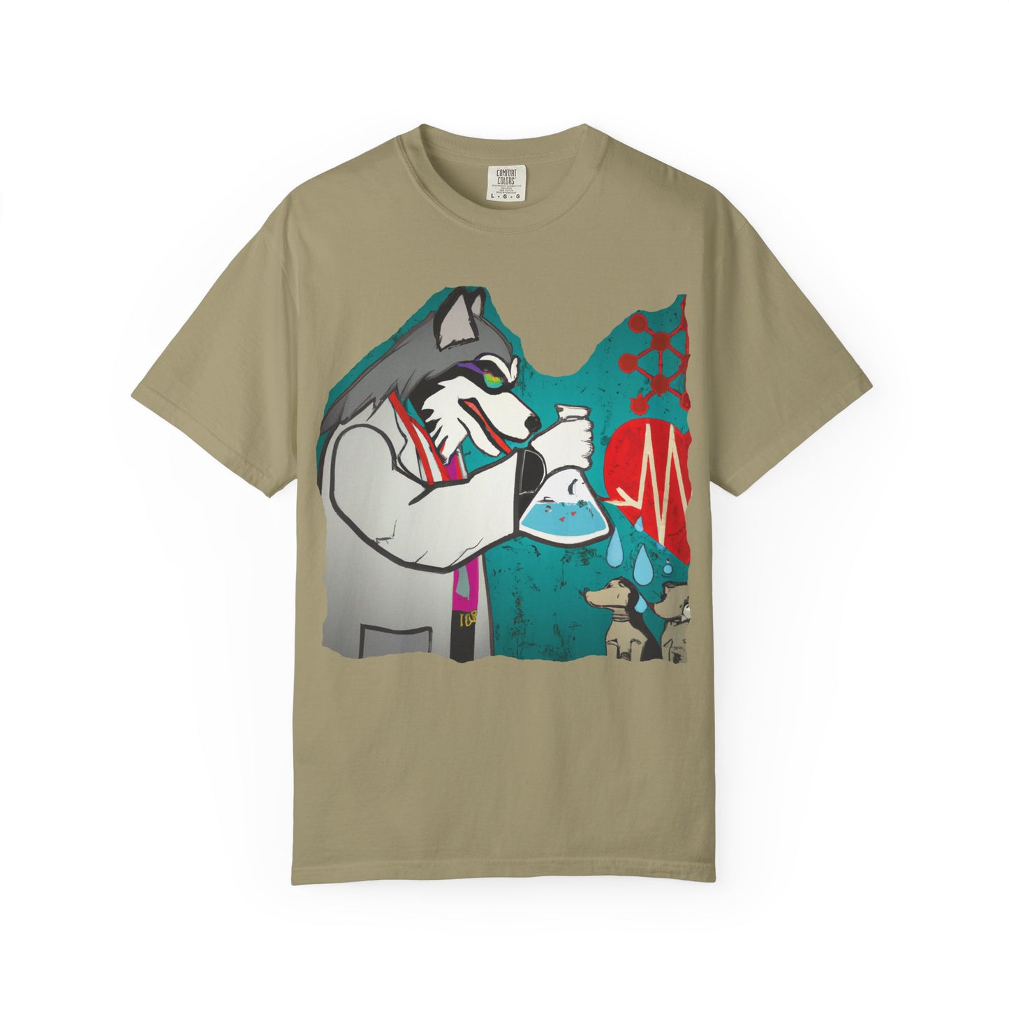 Scientist Wolf Graphic T-Shirt — 'PLUROUT.com' Back Print
