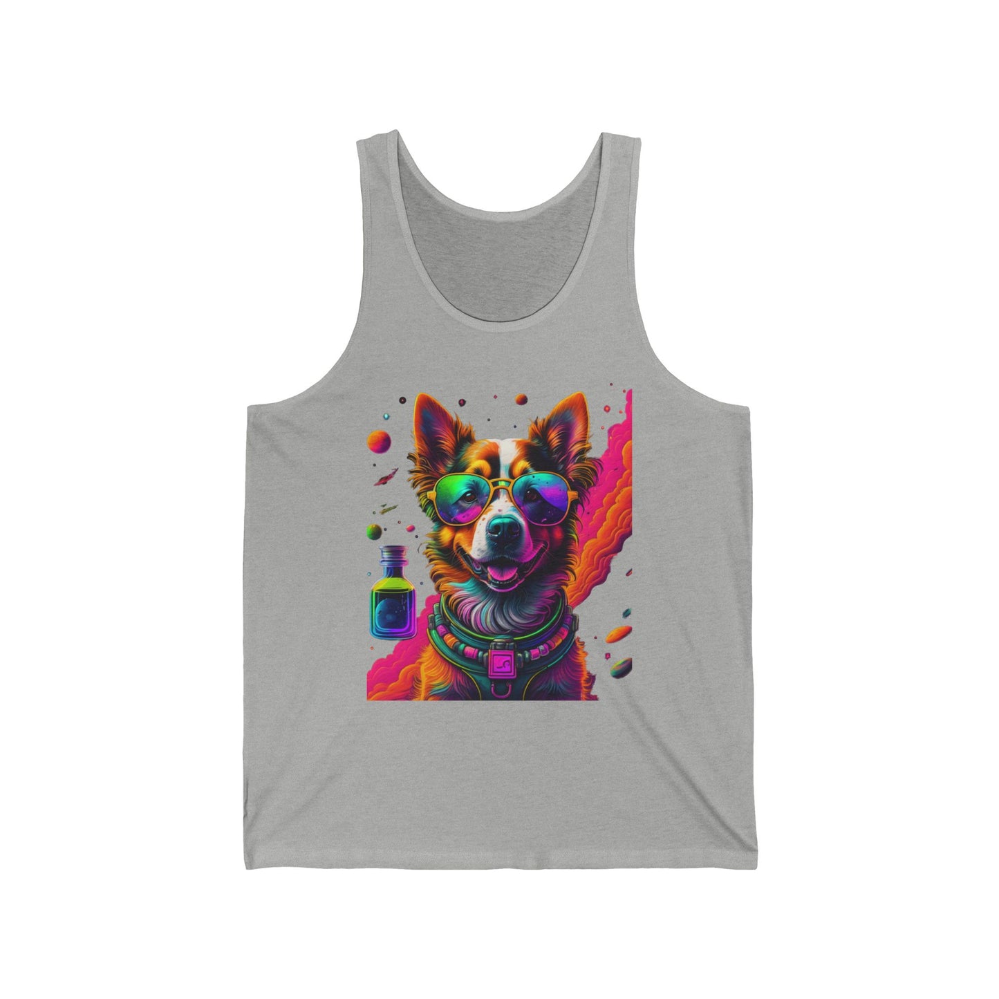 Vibrant Psychedelic Dog Tank Top – Colorful Corgi Art Graphic Tank