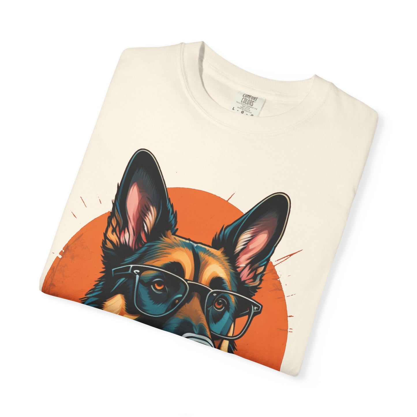 German Shepherd Coffee T-Shirt — Cool Dog Graphic Tee with Sunglasses & Mug