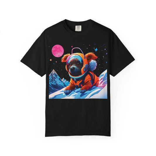Astronaut Pug T-Shirt — Cute Space Dog Graphic Tee with PLUROUT.com Back Print