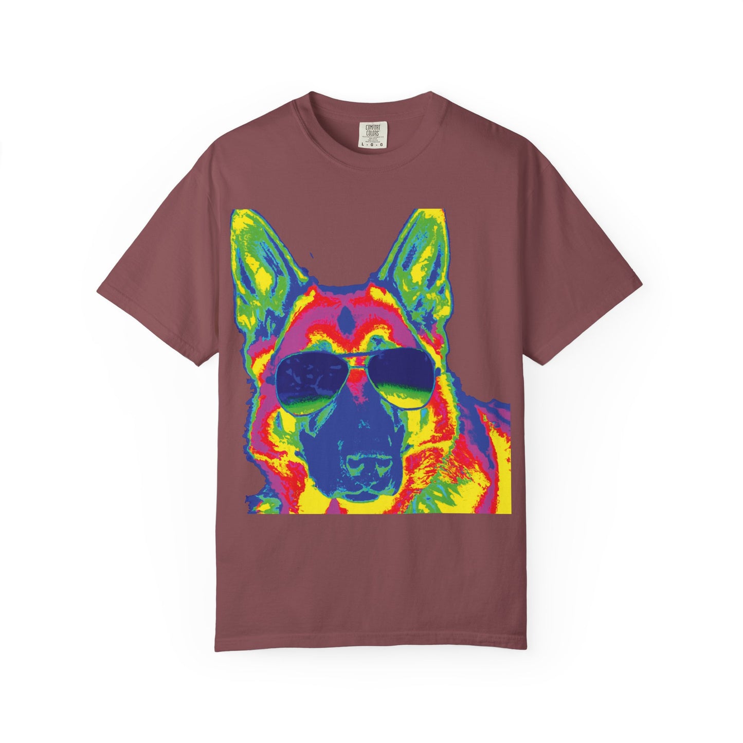 Cool Neon German Shepherd T-Shirt — Sunglasses Dog Graphic Tee