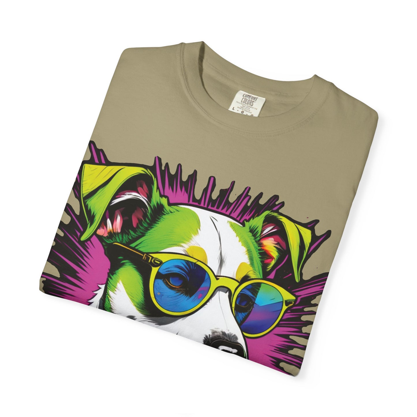 Graphic Dog T-Shirt — Colorful Sunglasses Pup Tee