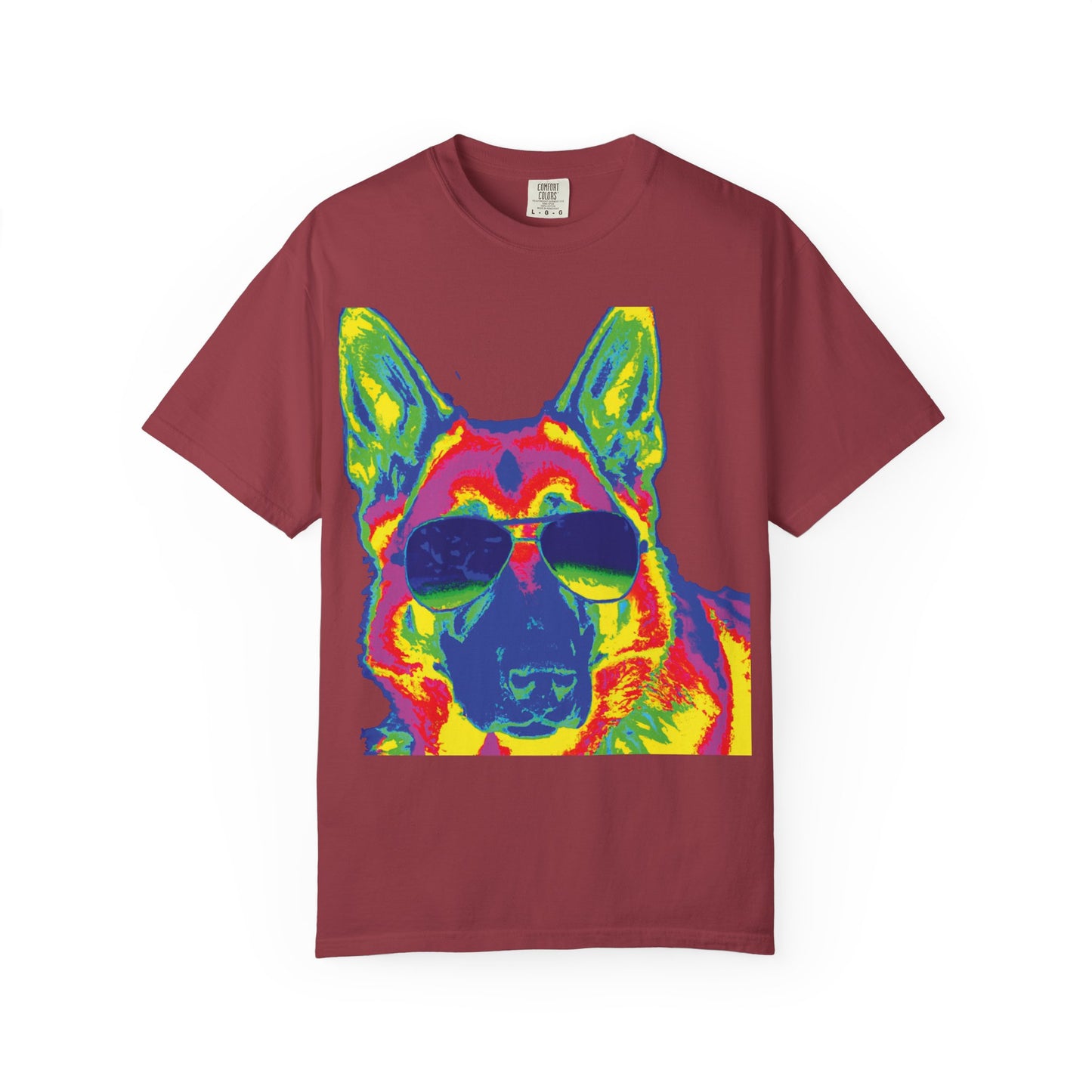 Cool Neon German Shepherd T-Shirt — Sunglasses Dog Graphic Tee