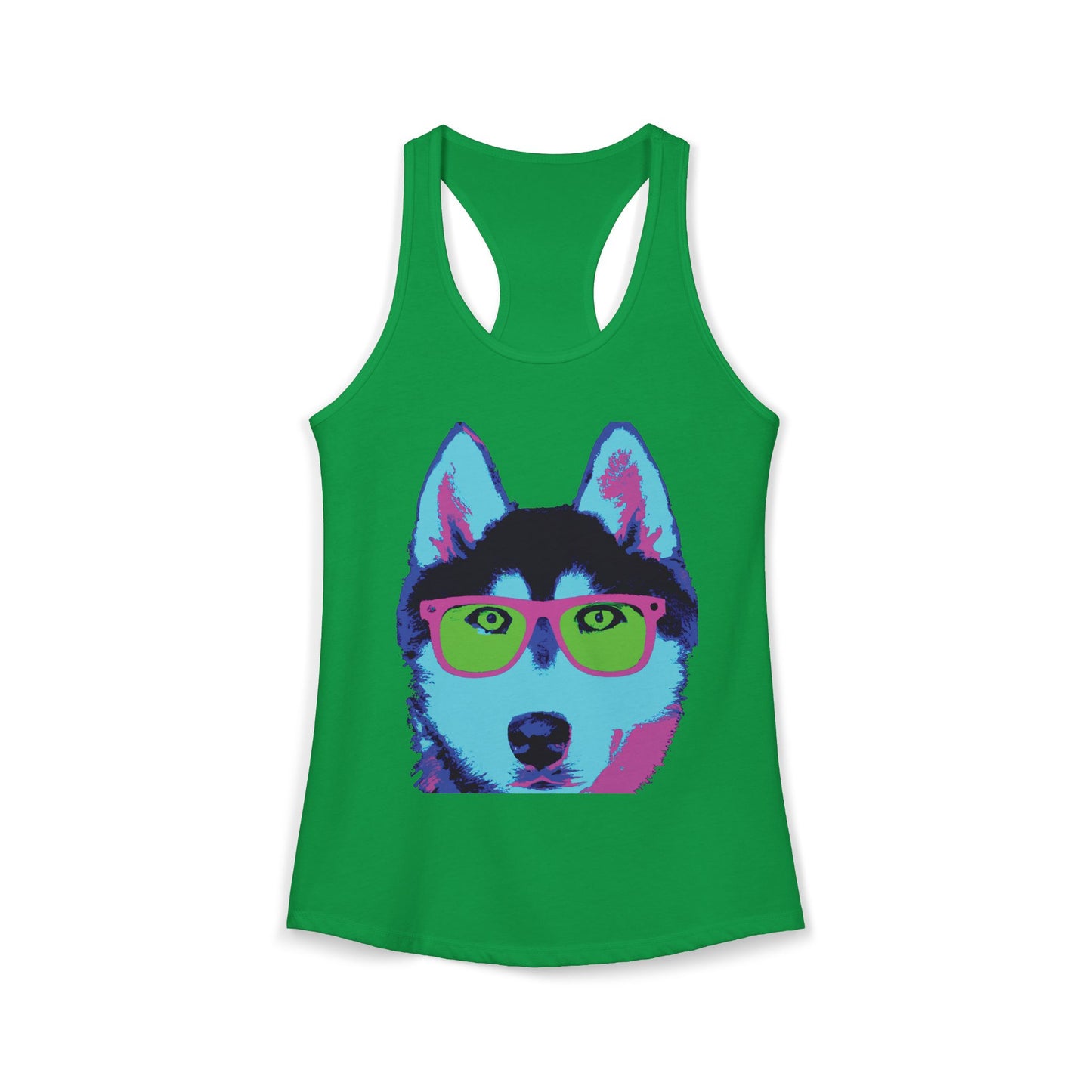 Husky with Cool Glasses Racerback Tank