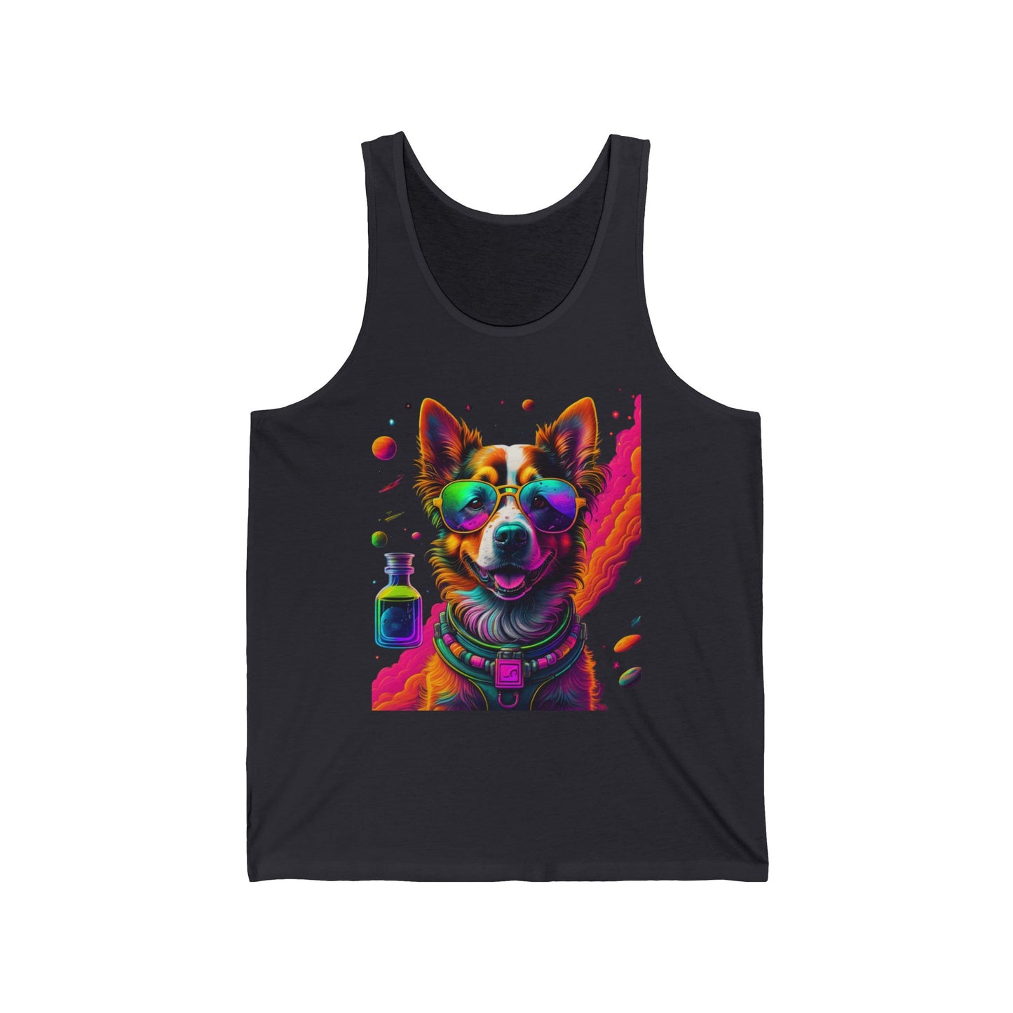 Vibrant Psychedelic Dog Tank Top – Colorful Corgi Art Graphic Tank