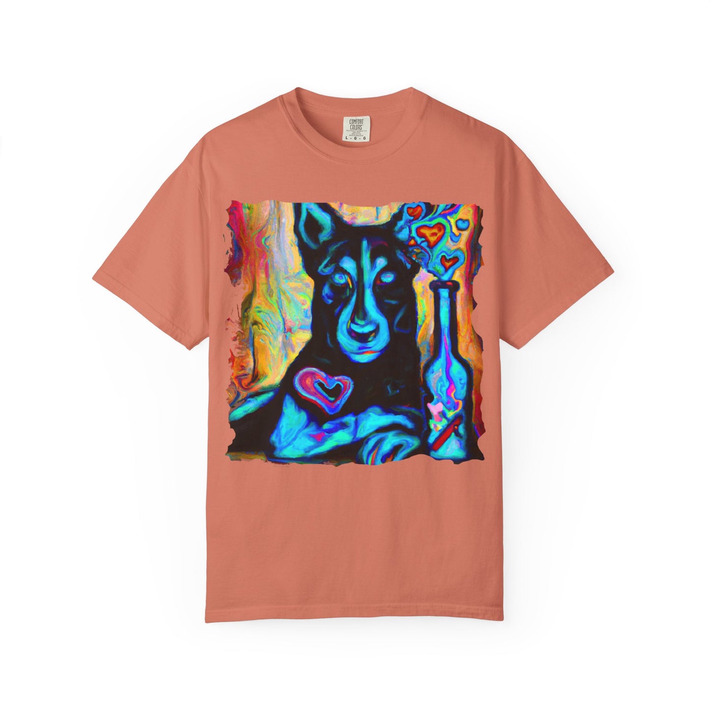 Colorful Husky Art T-Shirt — Vibrant Neon Dog Portrait Tee