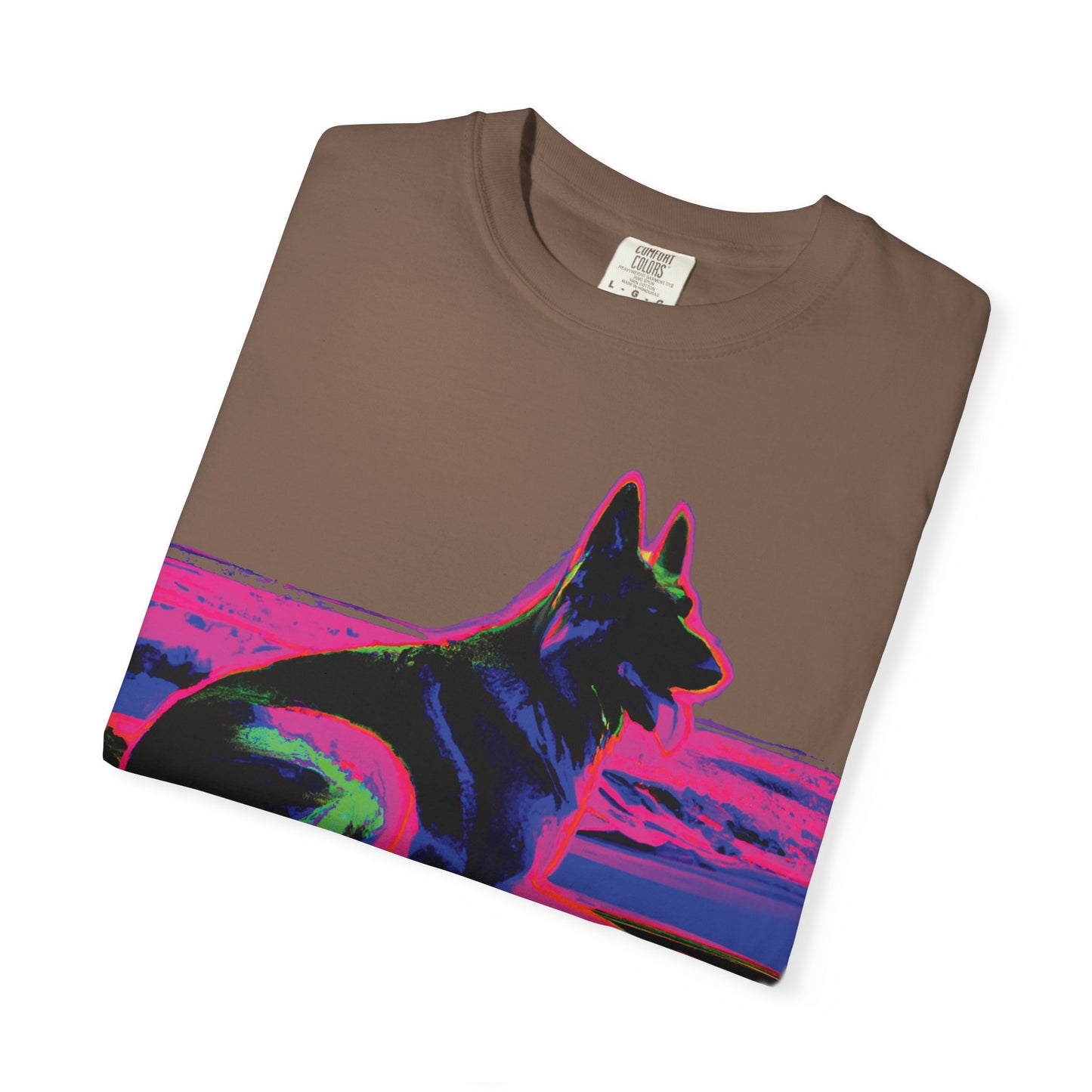 German Shepherd Sunset T-Shirt — Neon Pop Dog Graphic Tee