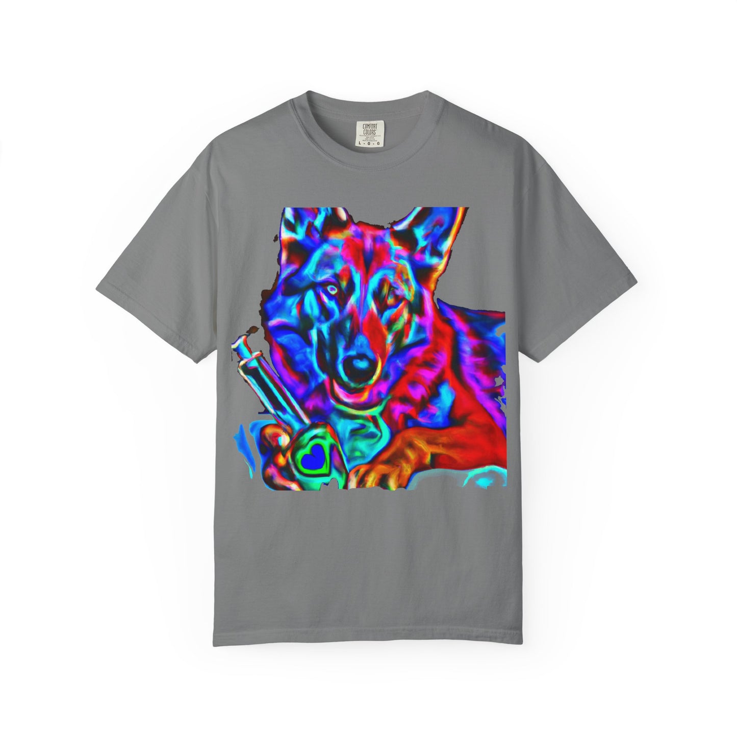 Psychedelic Dog Tee — Colorful German Shepherd Graphic T-Shirt
