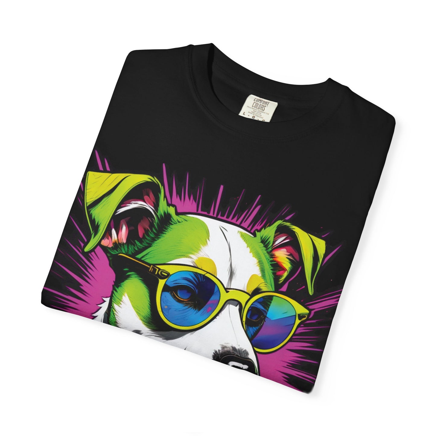 Graphic Dog T-Shirt — Colorful Sunglasses Pup Tee