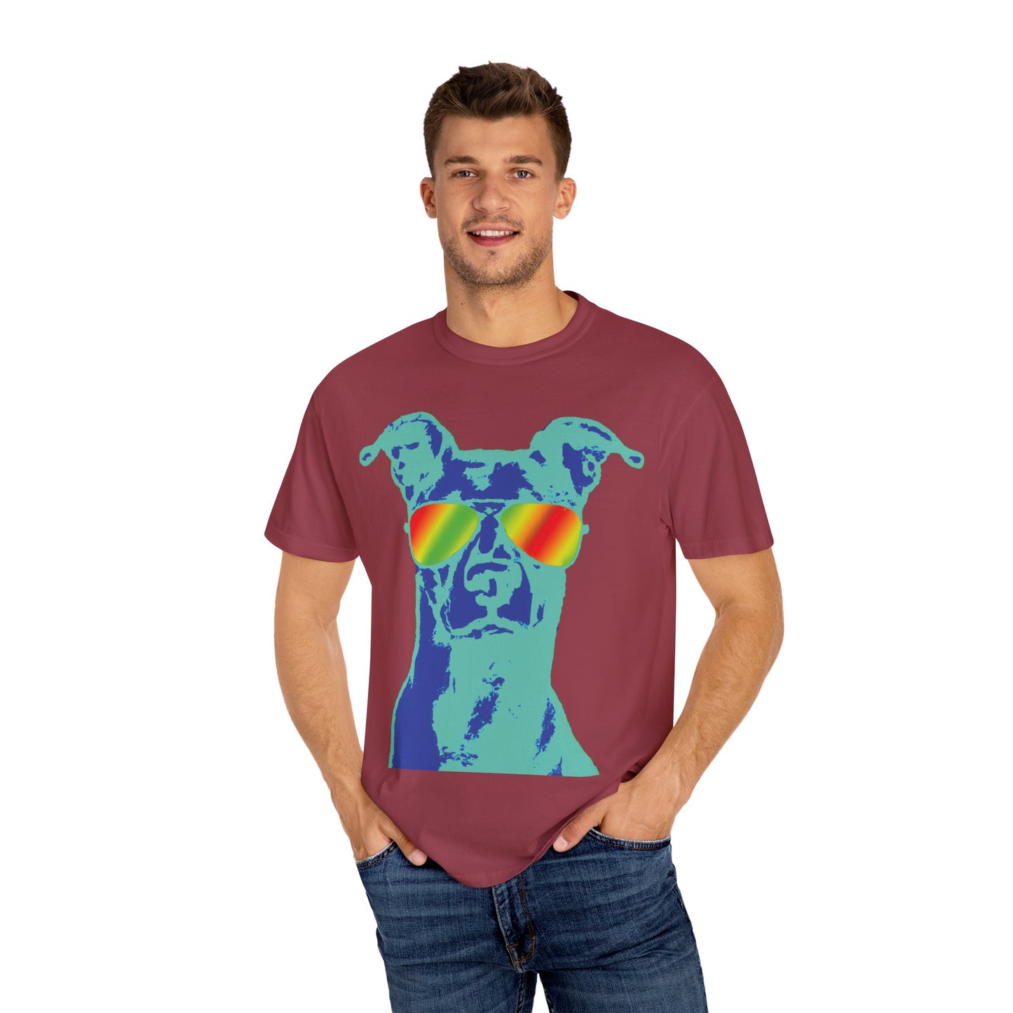 Cool Dog Graphic Tee — Rainbow Sunglasses Pitbull T‑Shirt