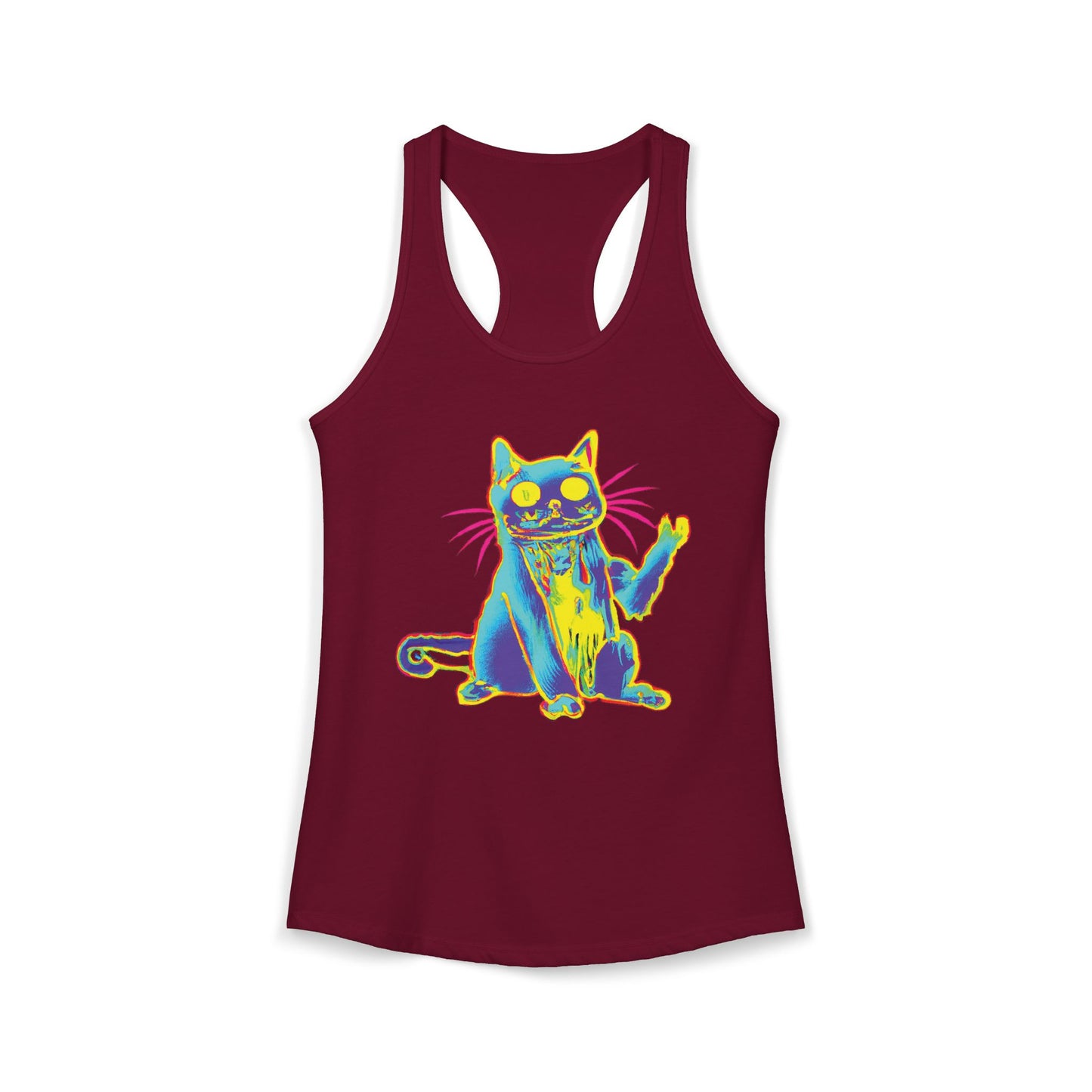 Trippy Cat 'Hi' Racerback Tank — Women's Graphic Tank Top