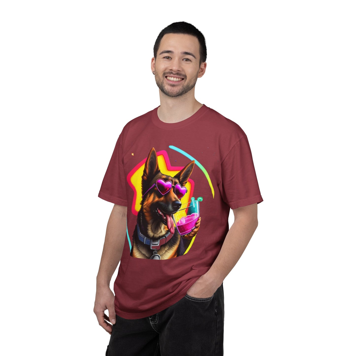 Dog Summer Tee — German Shepherd with Sunglasses & Drink