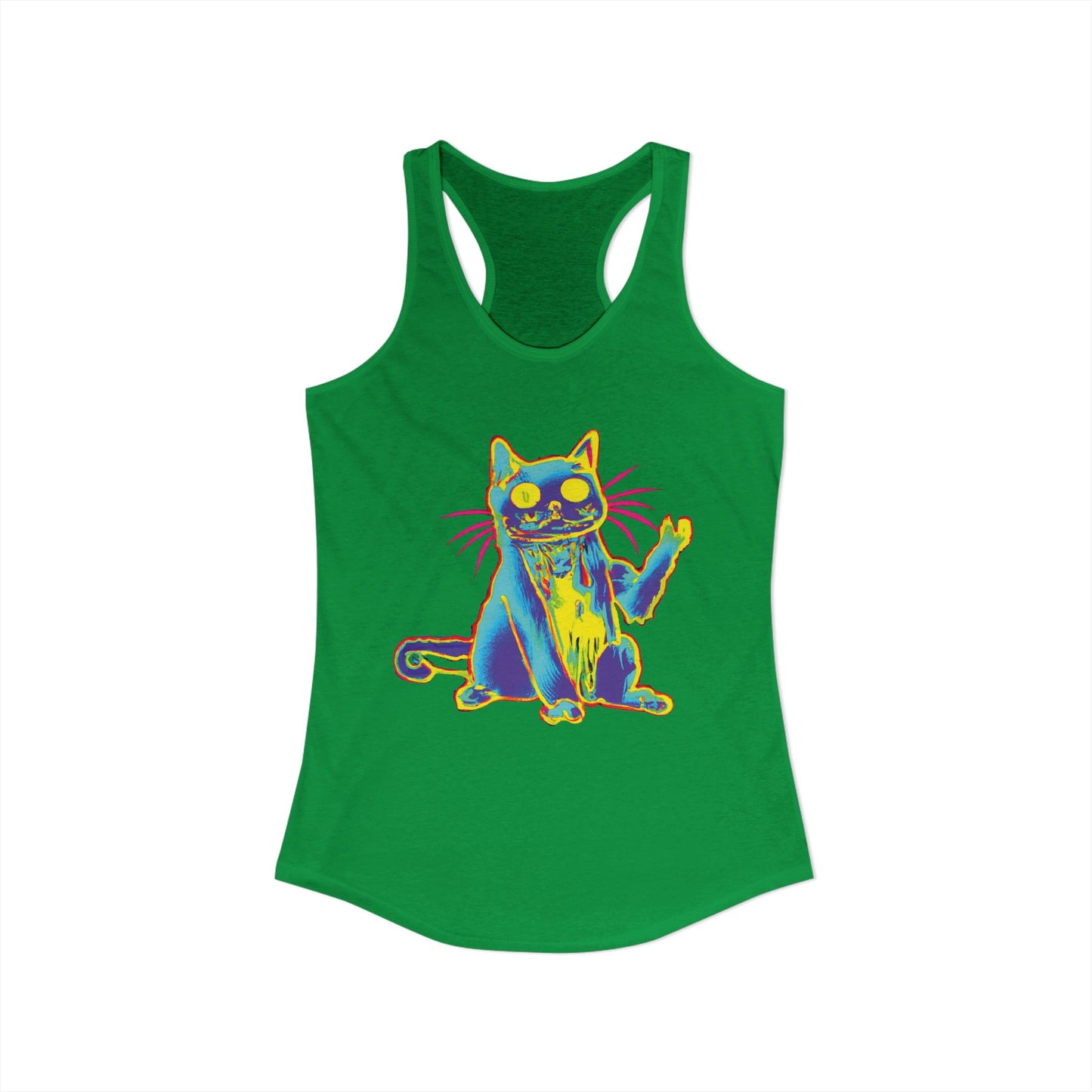 Trippy Cat 'Hi' Racerback Tank — Women's Graphic Tank Top