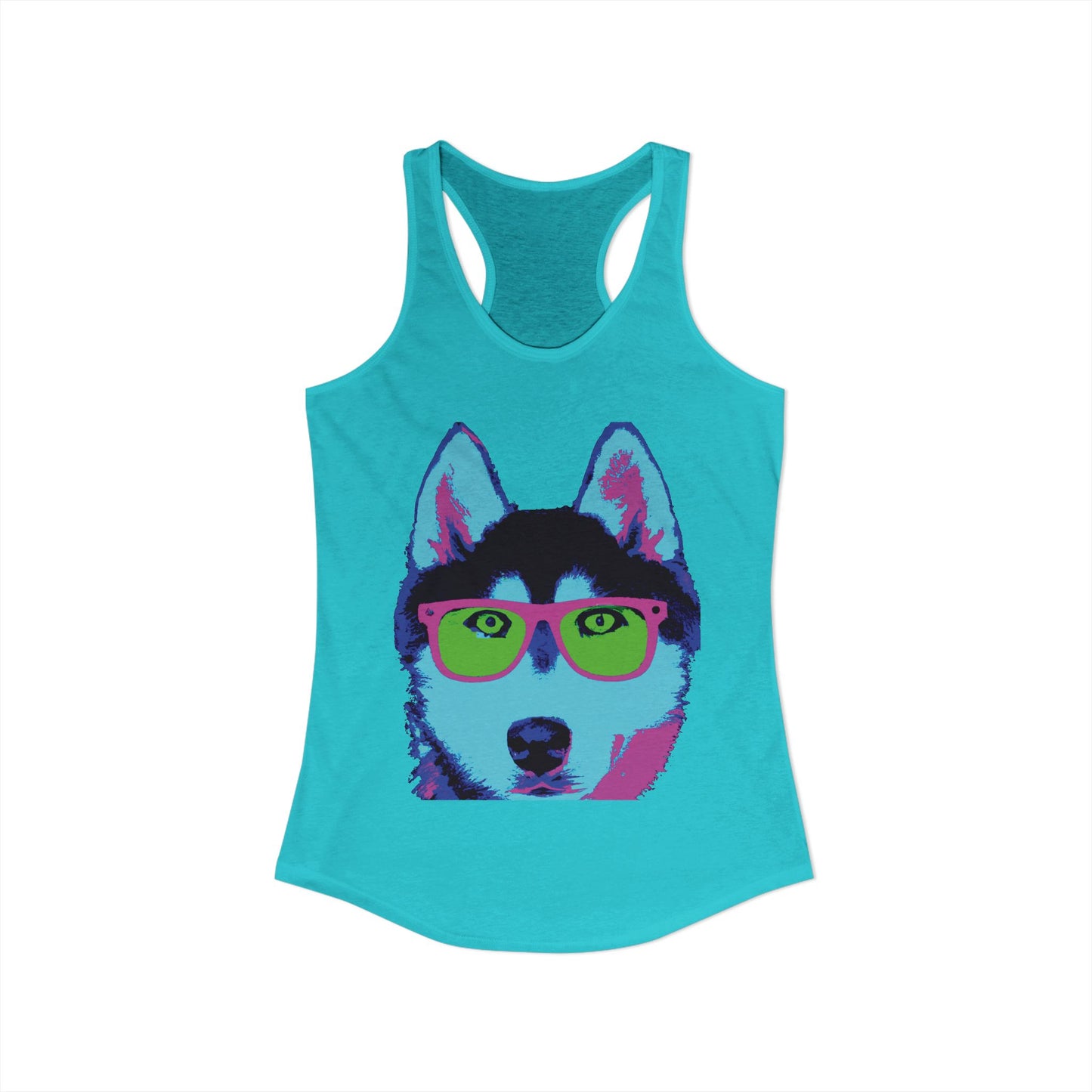 Husky with Cool Glasses Racerback Tank