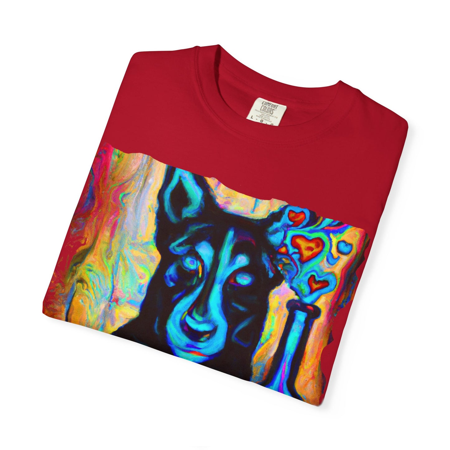 Colorful Husky Art T-Shirt — Vibrant Neon Dog Portrait Tee
