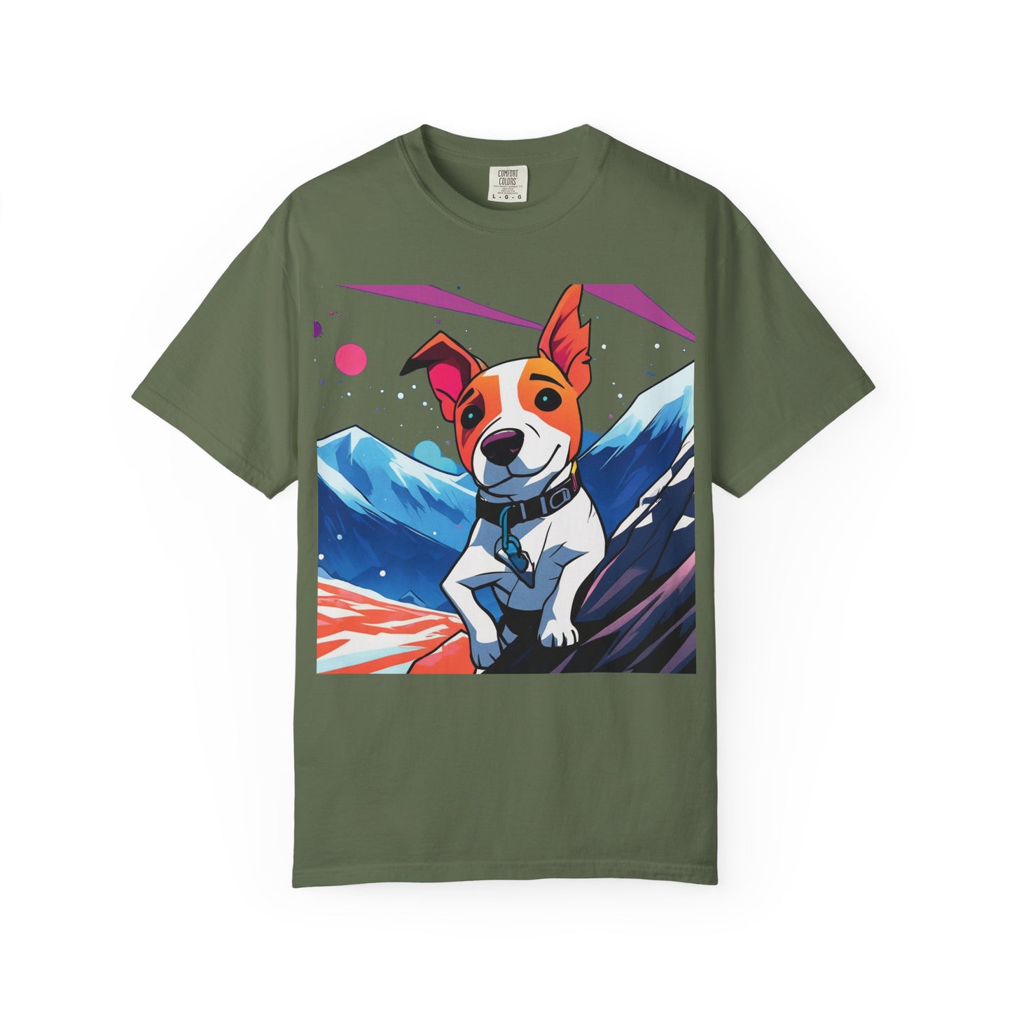 Jack Russell Adventure Tee — Colorful Mountain Dog Graphic T-Shirt