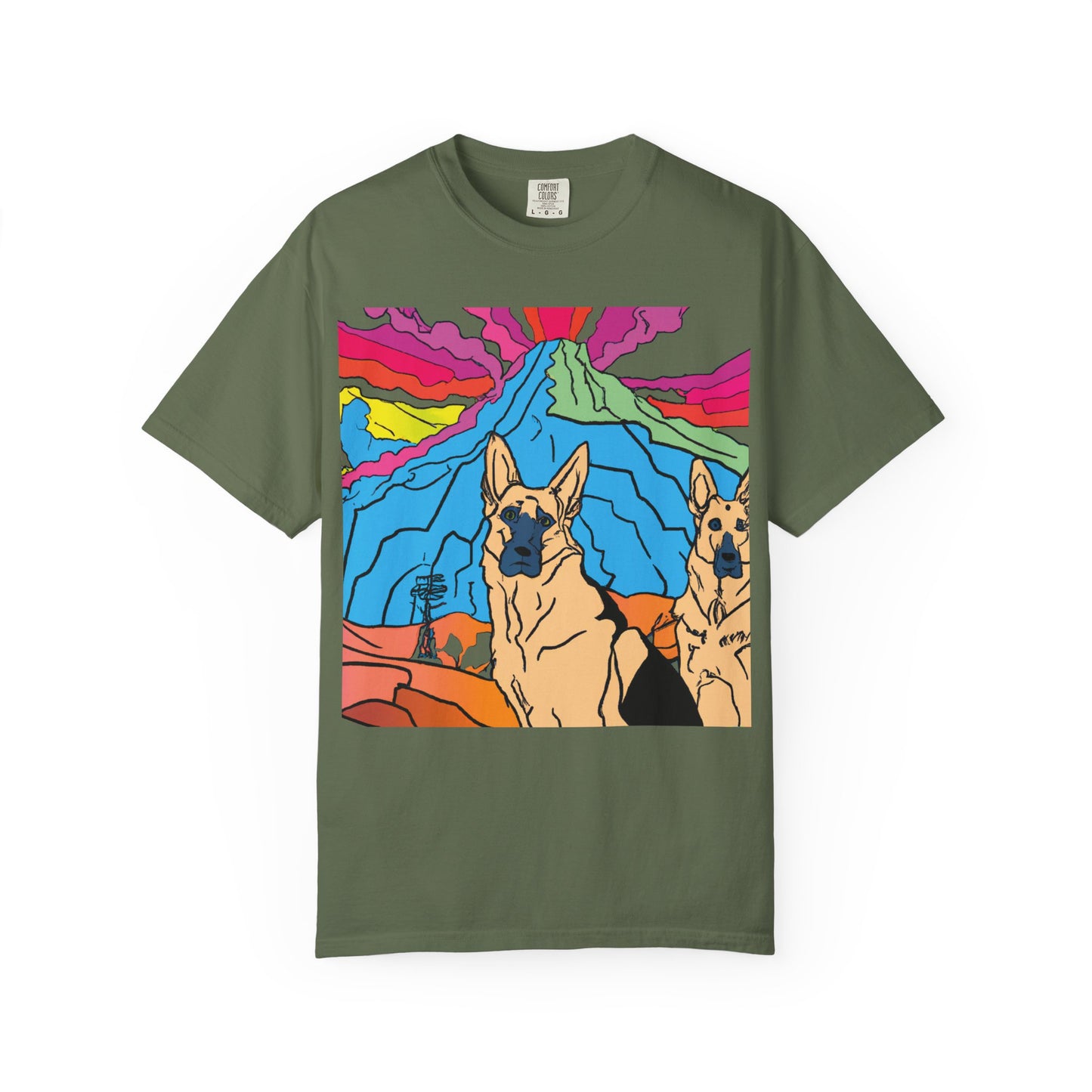 German Shepherds Retro Sunset T-Shirt — PLuROuT.com Graphic Tee