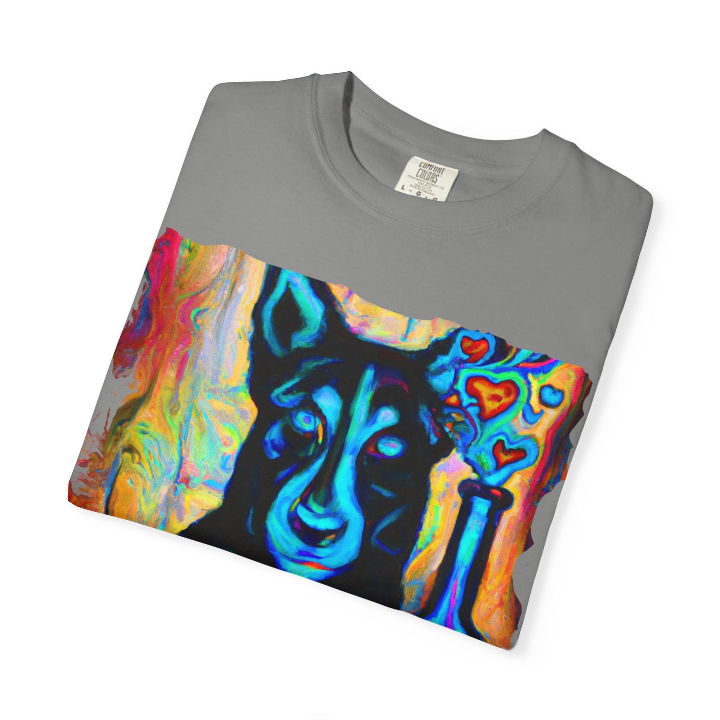 Colorful Husky Art T-Shirt — Vibrant Neon Dog Portrait Tee
