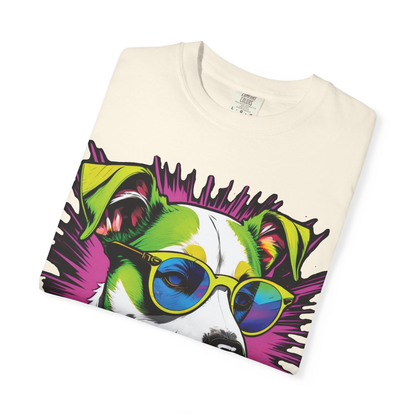 Graphic Dog T-Shirt — Colorful Sunglasses Pup Tee
