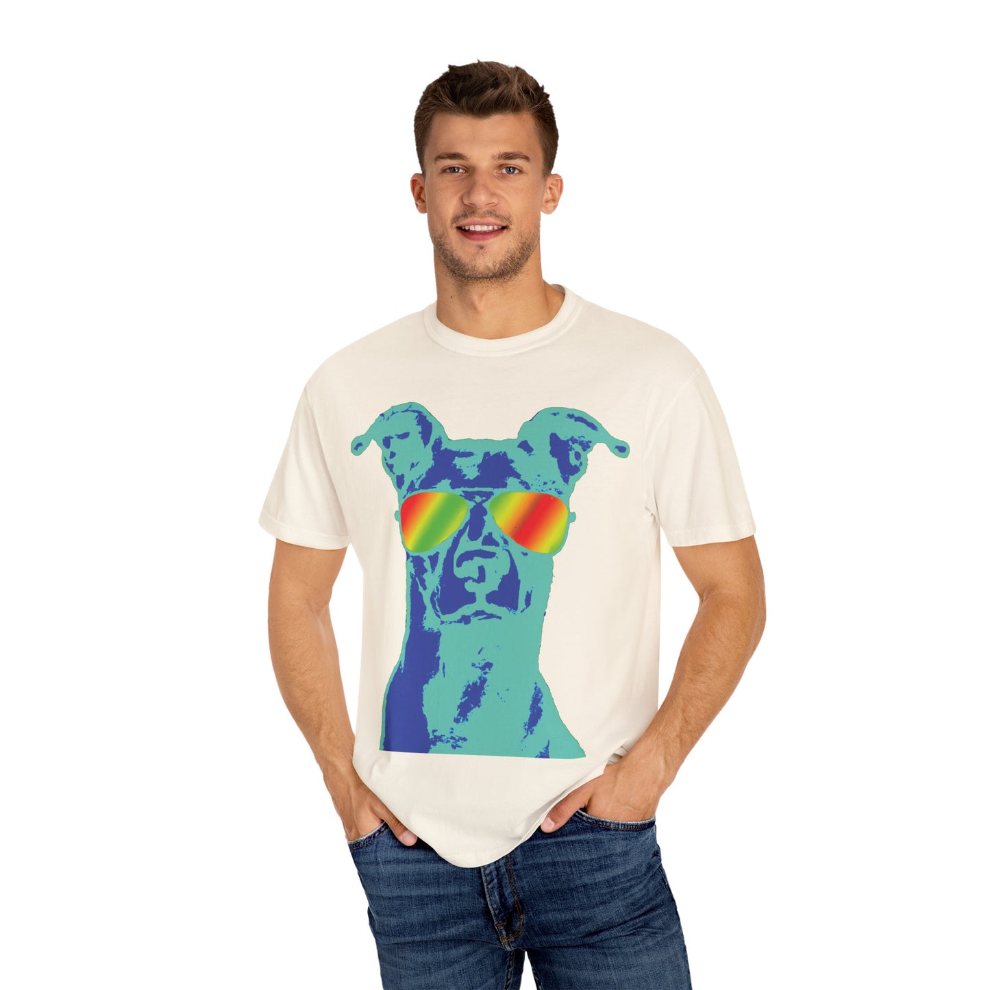 Cool Dog Graphic Tee — Rainbow Sunglasses Pitbull T‑Shirt