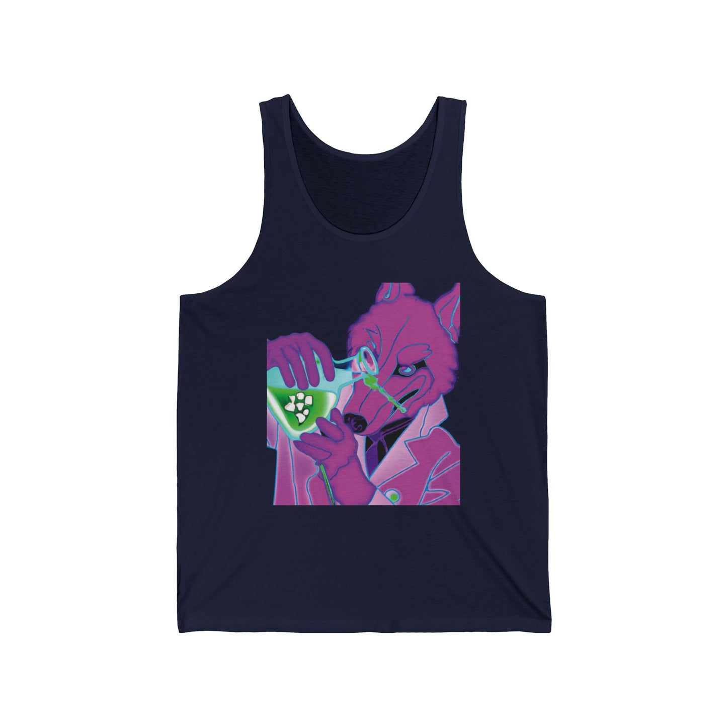 Chemist Cat Graphic Tank Top — Neon Retro Science Cat Design