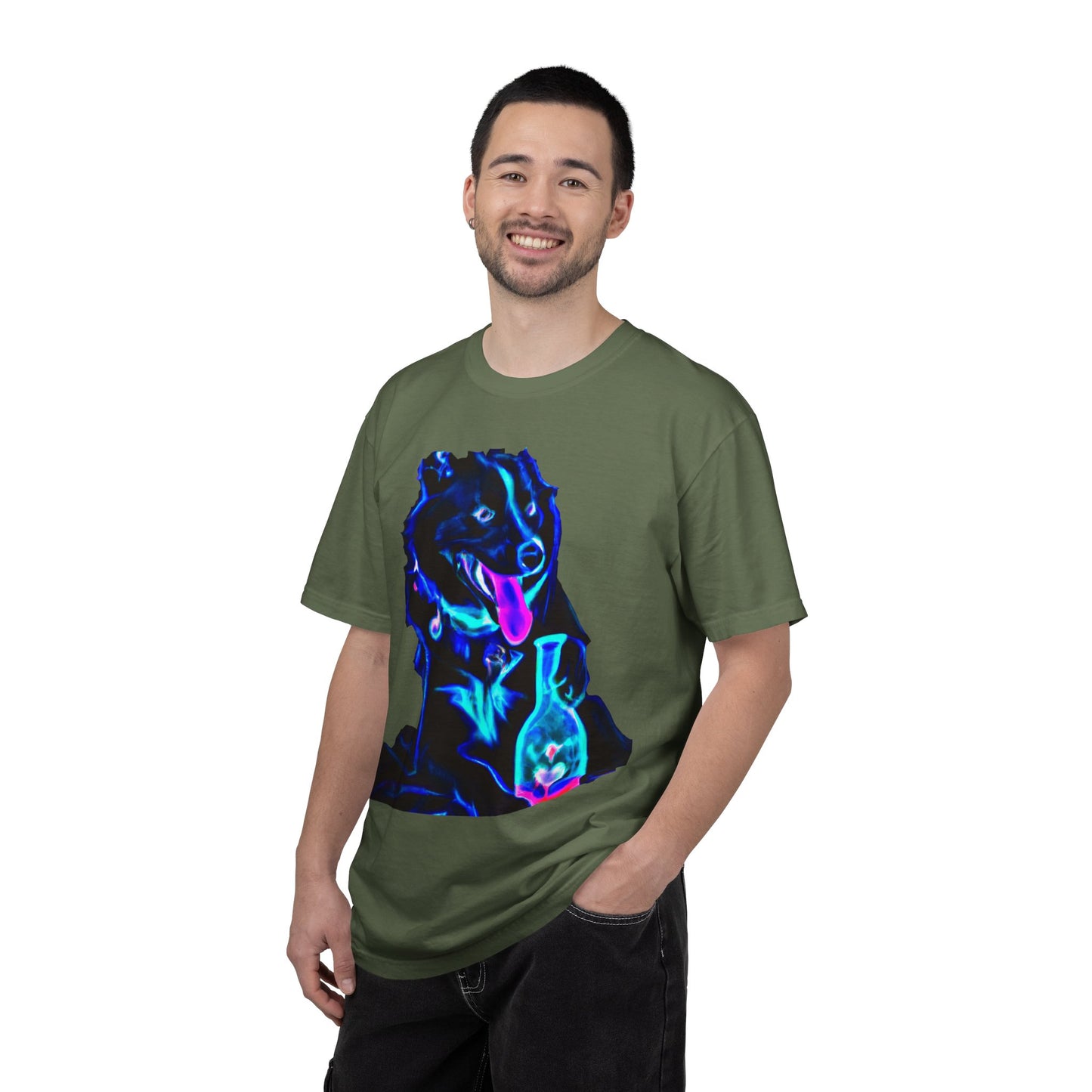 Neon Aura Dog T-Shirt — Vibrant Psychedelic Pup Graphic Tee