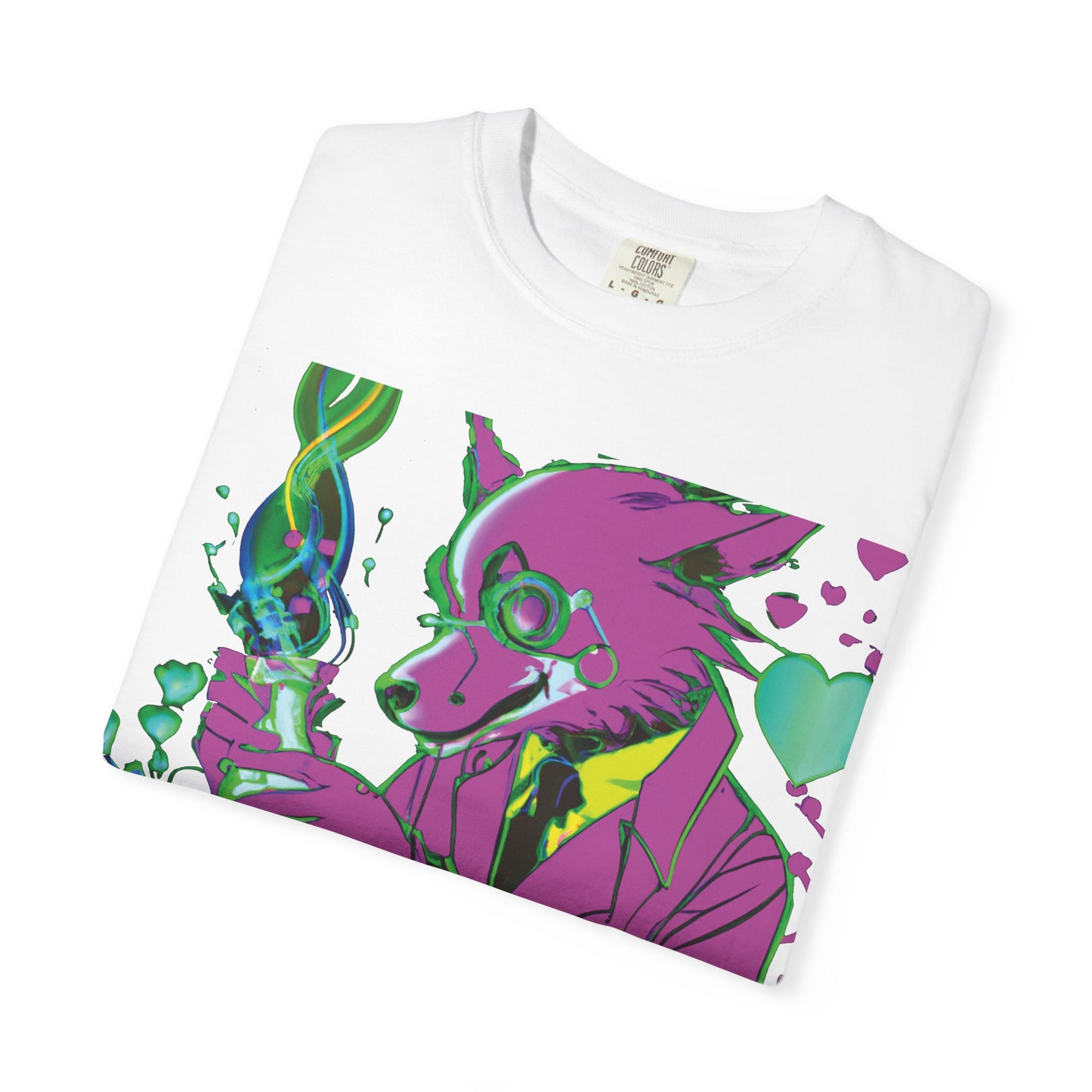 Wolf Chemist Graphic T-Shirt — Neon Vibe Animal Scientist Tee