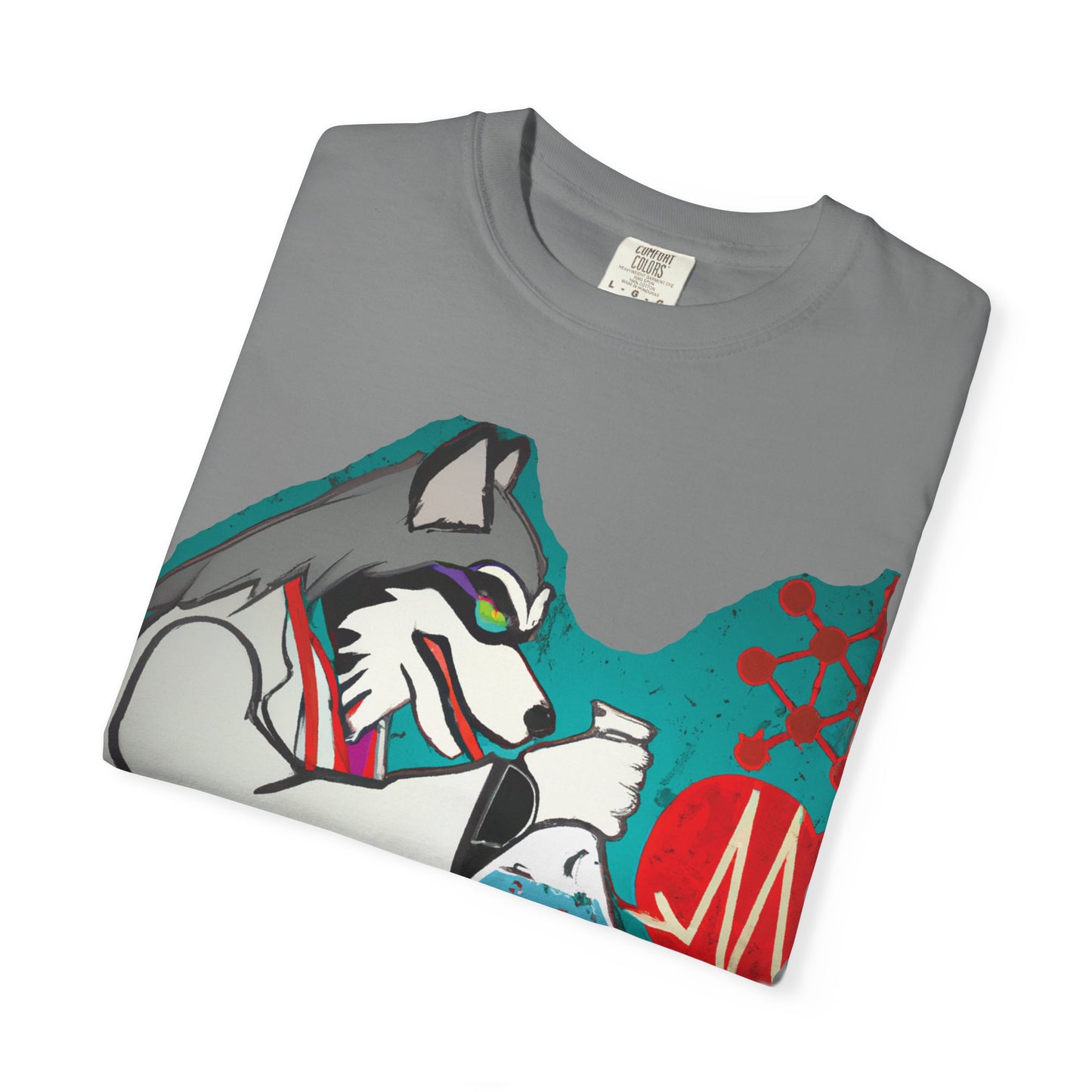 Scientist Wolf Graphic T-Shirt — 'PLUROUT.com' Back Print