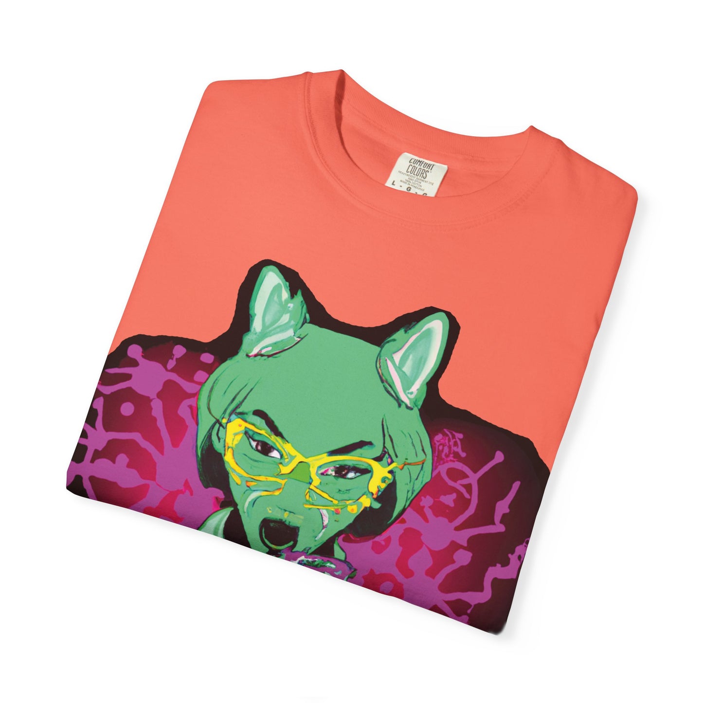 Psychedelic Fox Chemist T-Shirt — Green Fox with Beaker Graphic