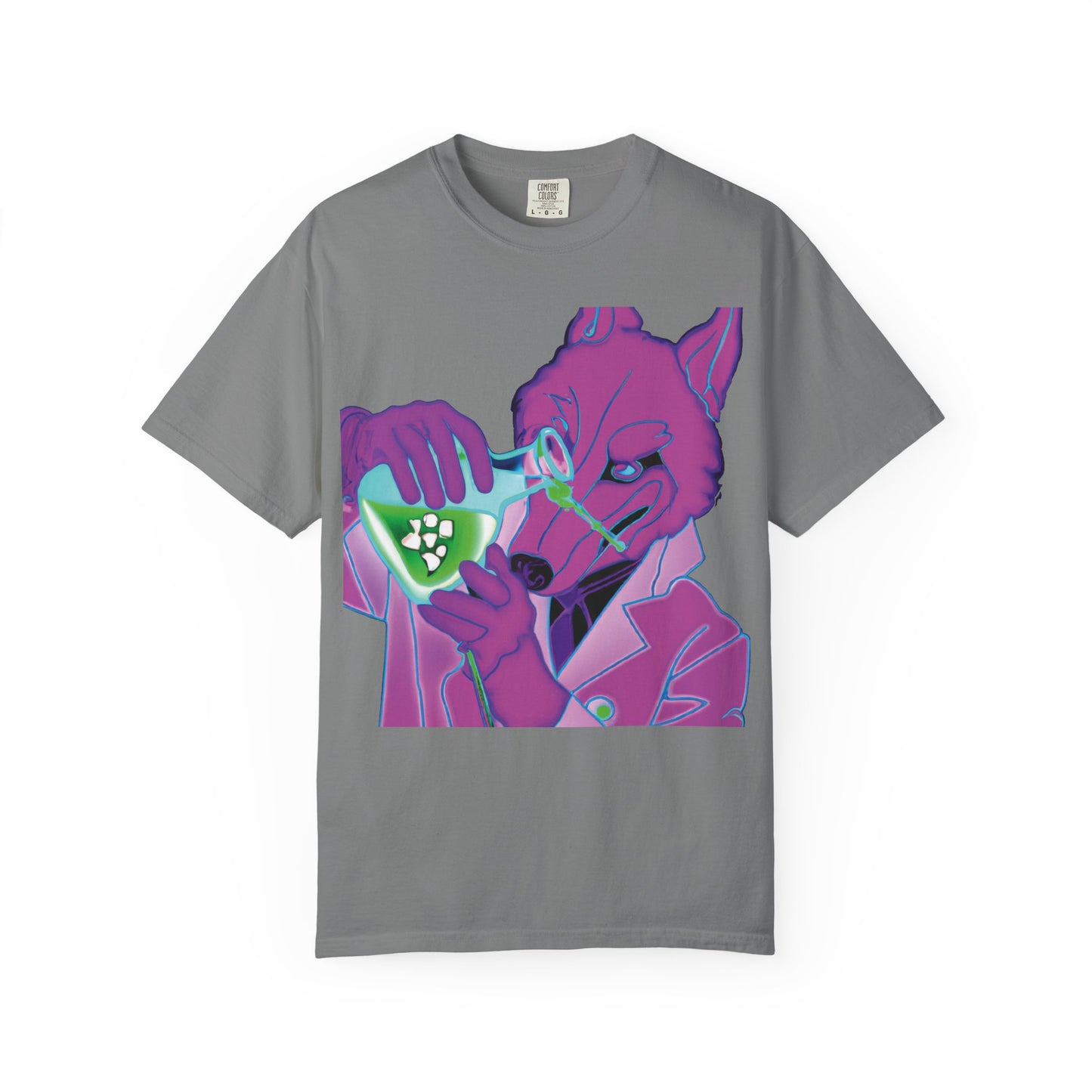 Chemist Fox Graphic T-Shirt — Retro Neon Scientist Design