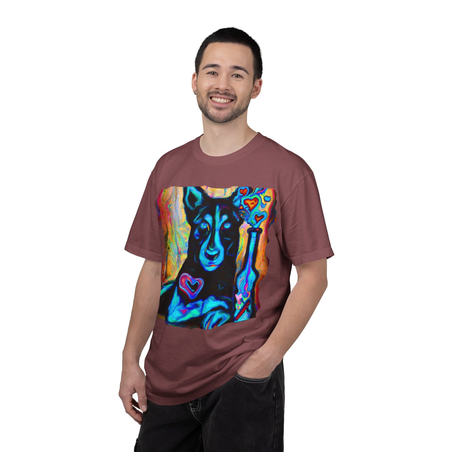 Colorful Husky Art T-Shirt — Vibrant Neon Dog Portrait Tee