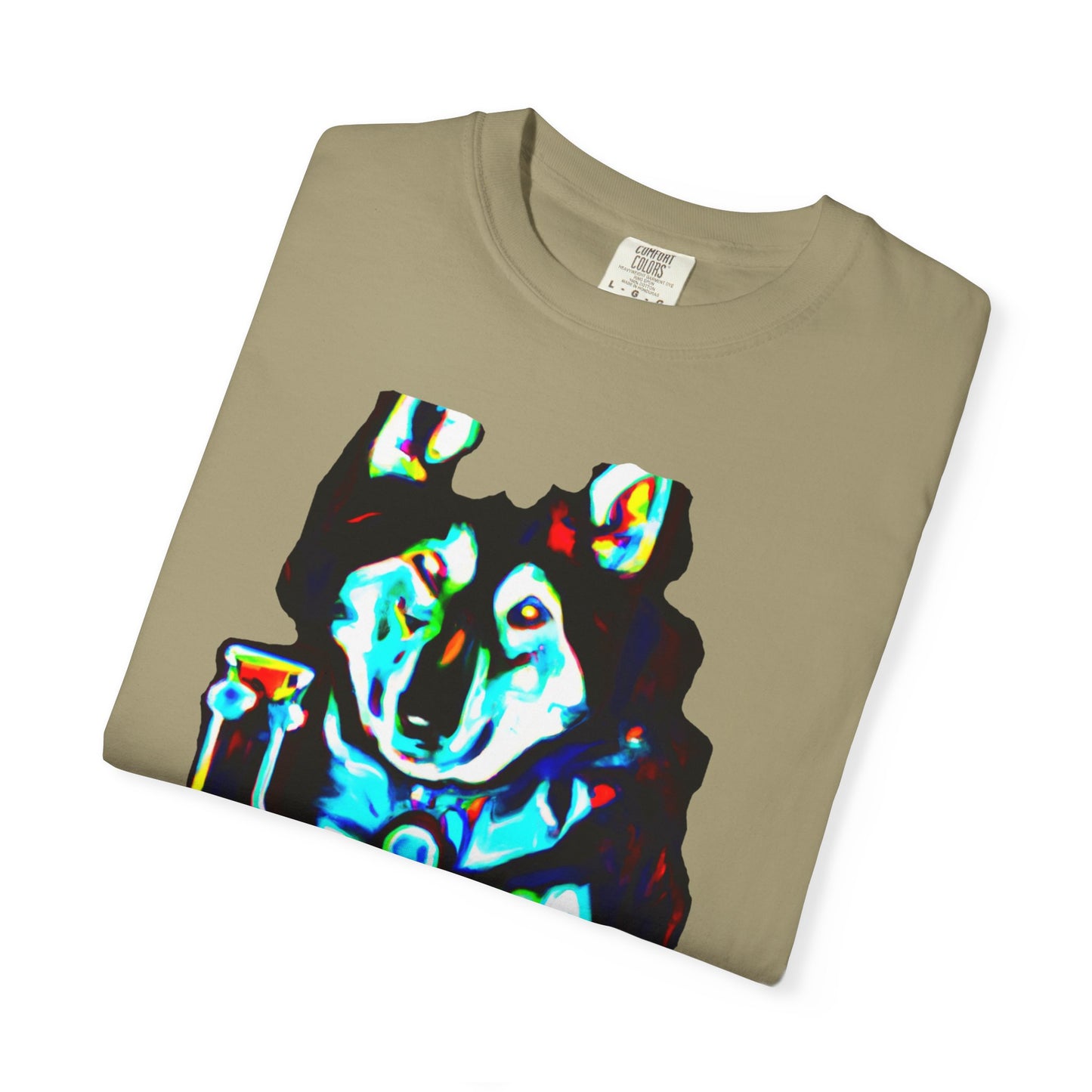 Psychedelic Husky T-Shirt — Colorful Neon Dog Graphic Tee