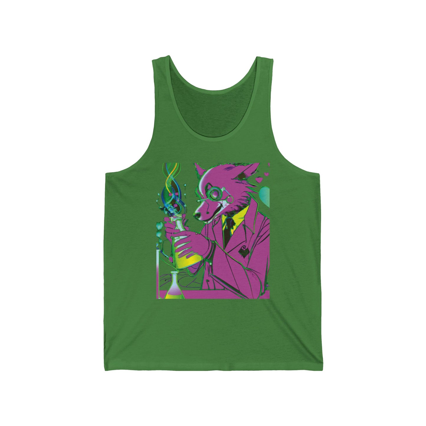 Psychedelic Fox Chemist Tank – Neon Lab Art Graphic Tank Top