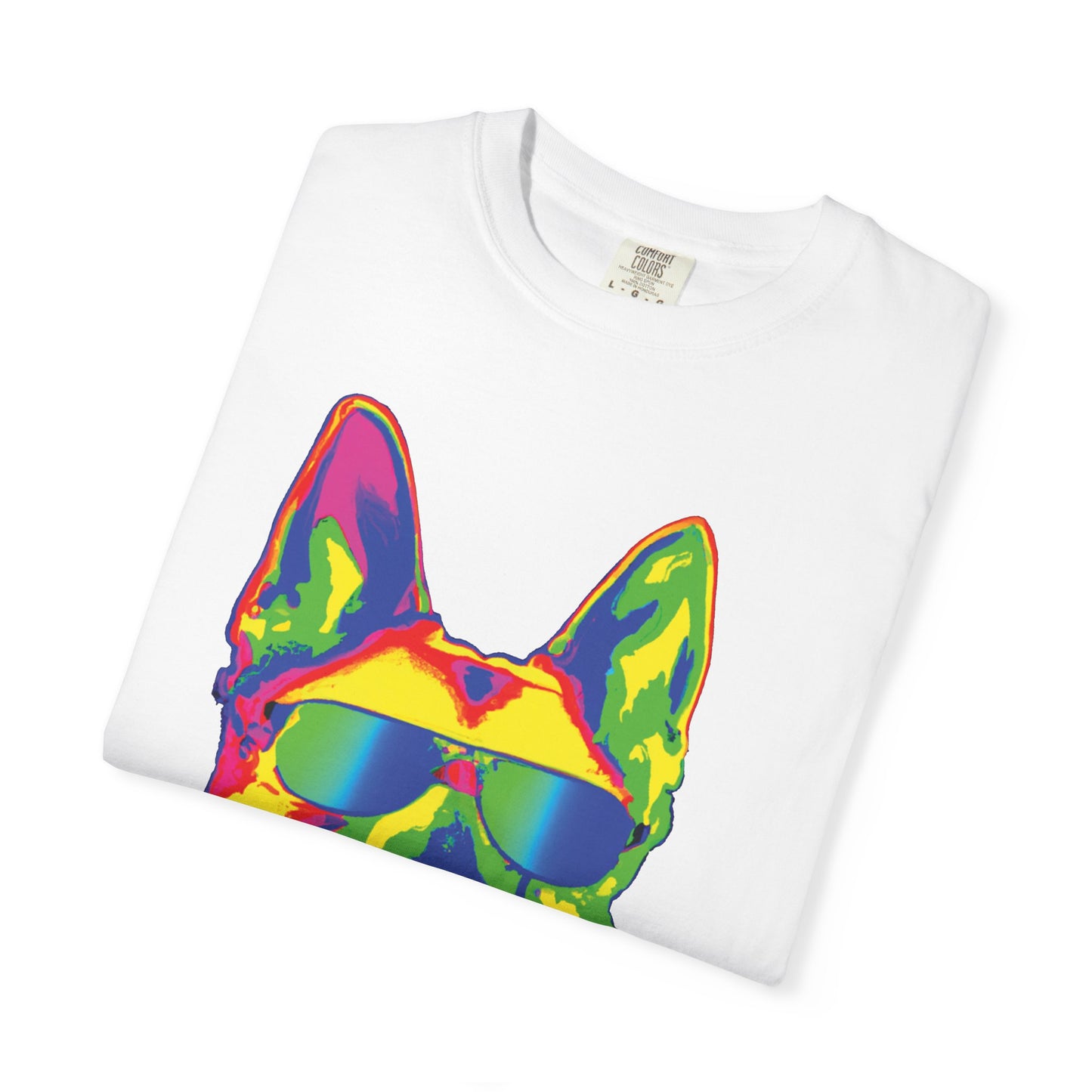 Retro Neon German Shepherd Tee — Cool Sunglasses Dog Graphic T-Shirt