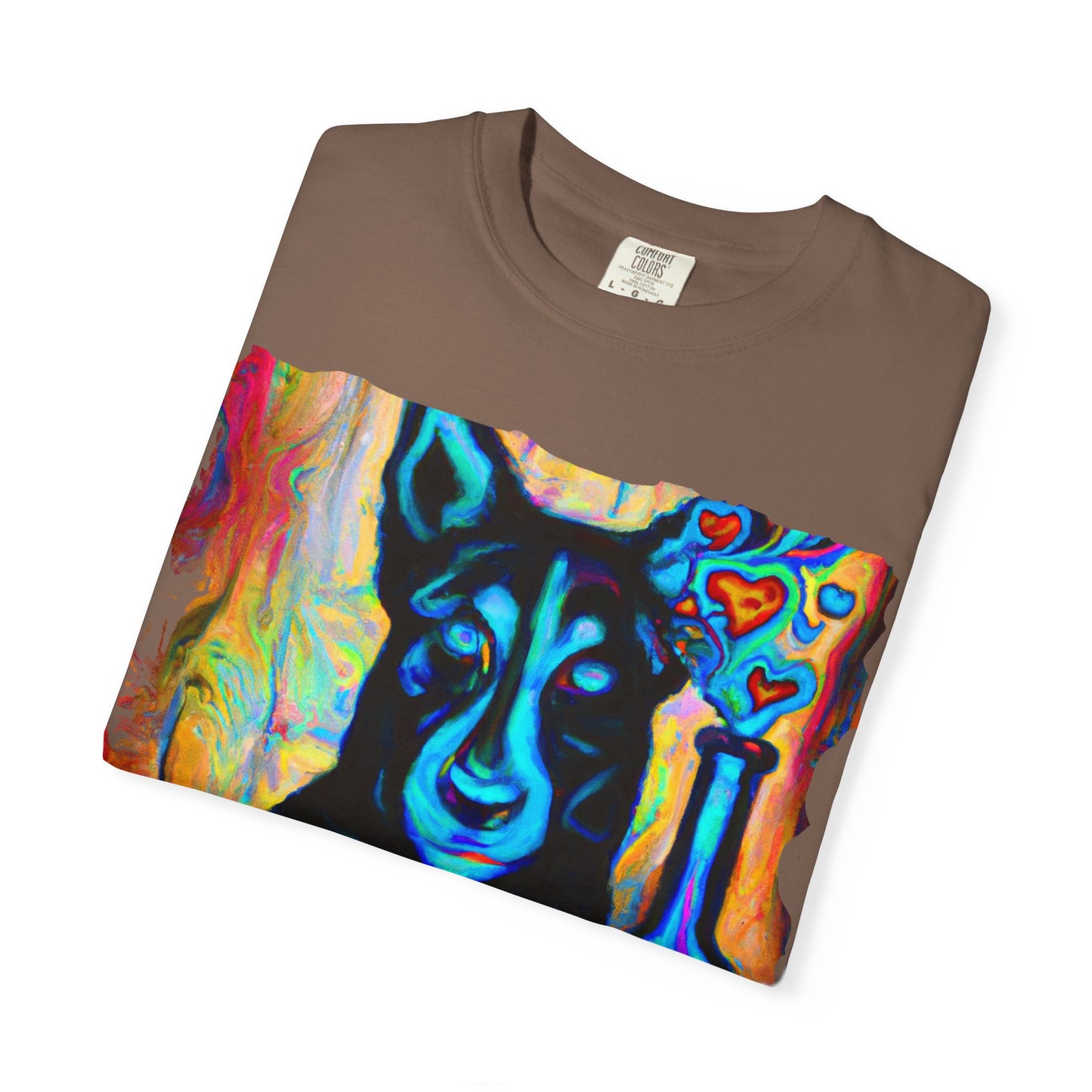 Colorful Husky Art T-Shirt — Vibrant Neon Dog Portrait Tee