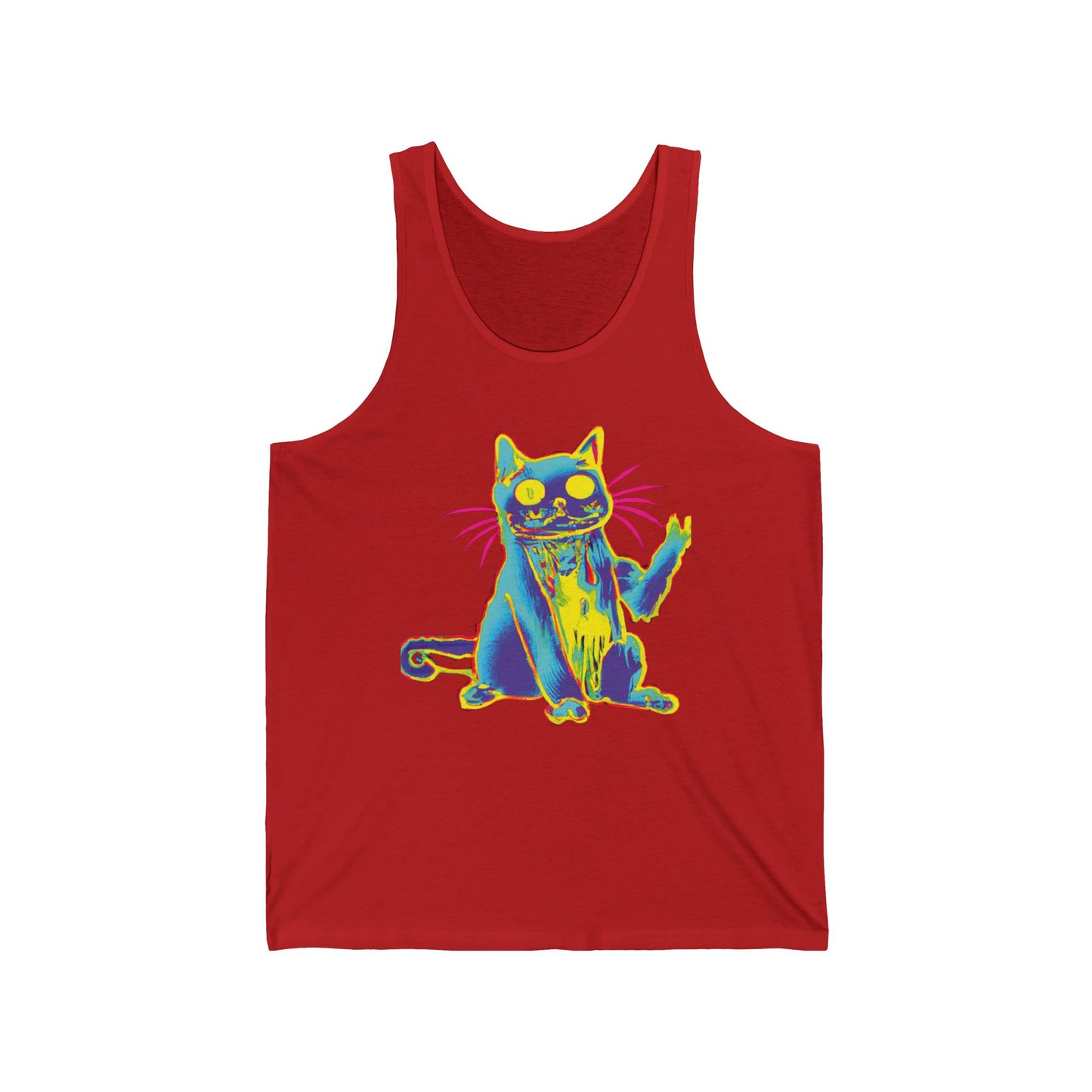 Psychedelic Cat Tank Top — Colorful Retro Cat Graphic Tank